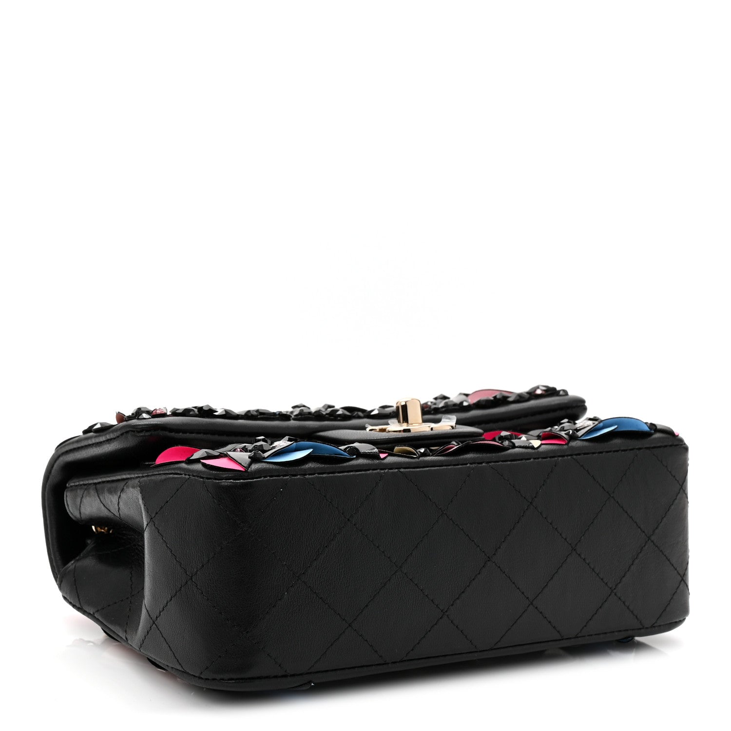Lambskin Crystal Mini Rectangular Flap Black Multicolor