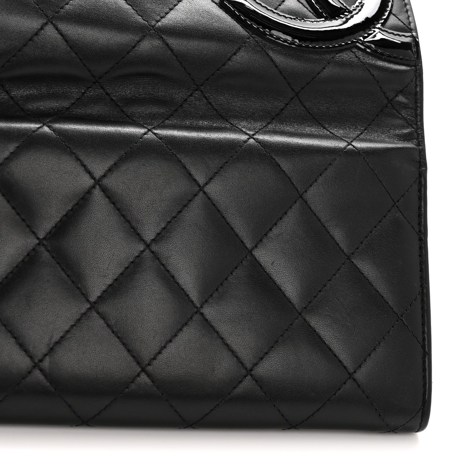 Calfskin Quilted Cambon Long Double Wallet Black