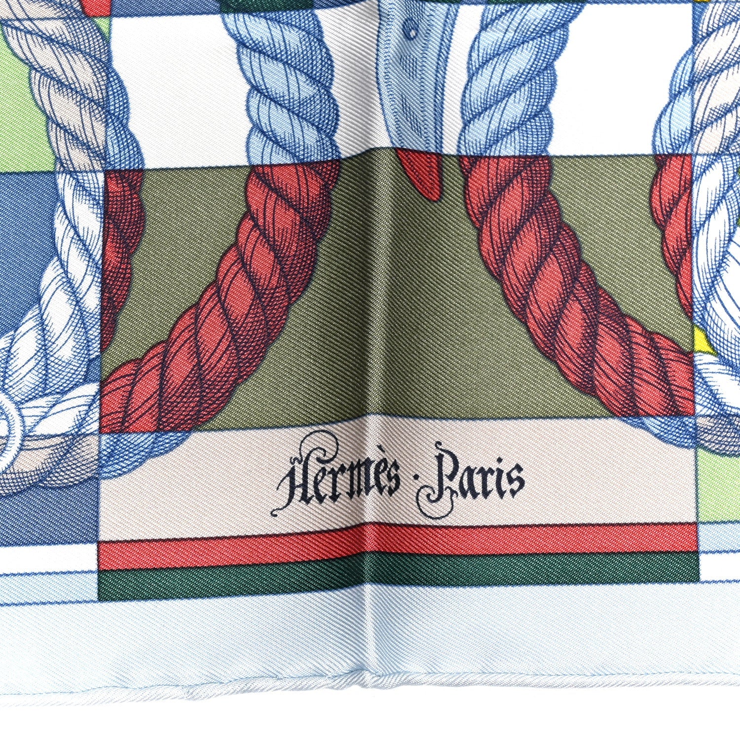 Silk Della Cavalleria Pocket Square Scarf  Bleu Ciel Vert Jaune