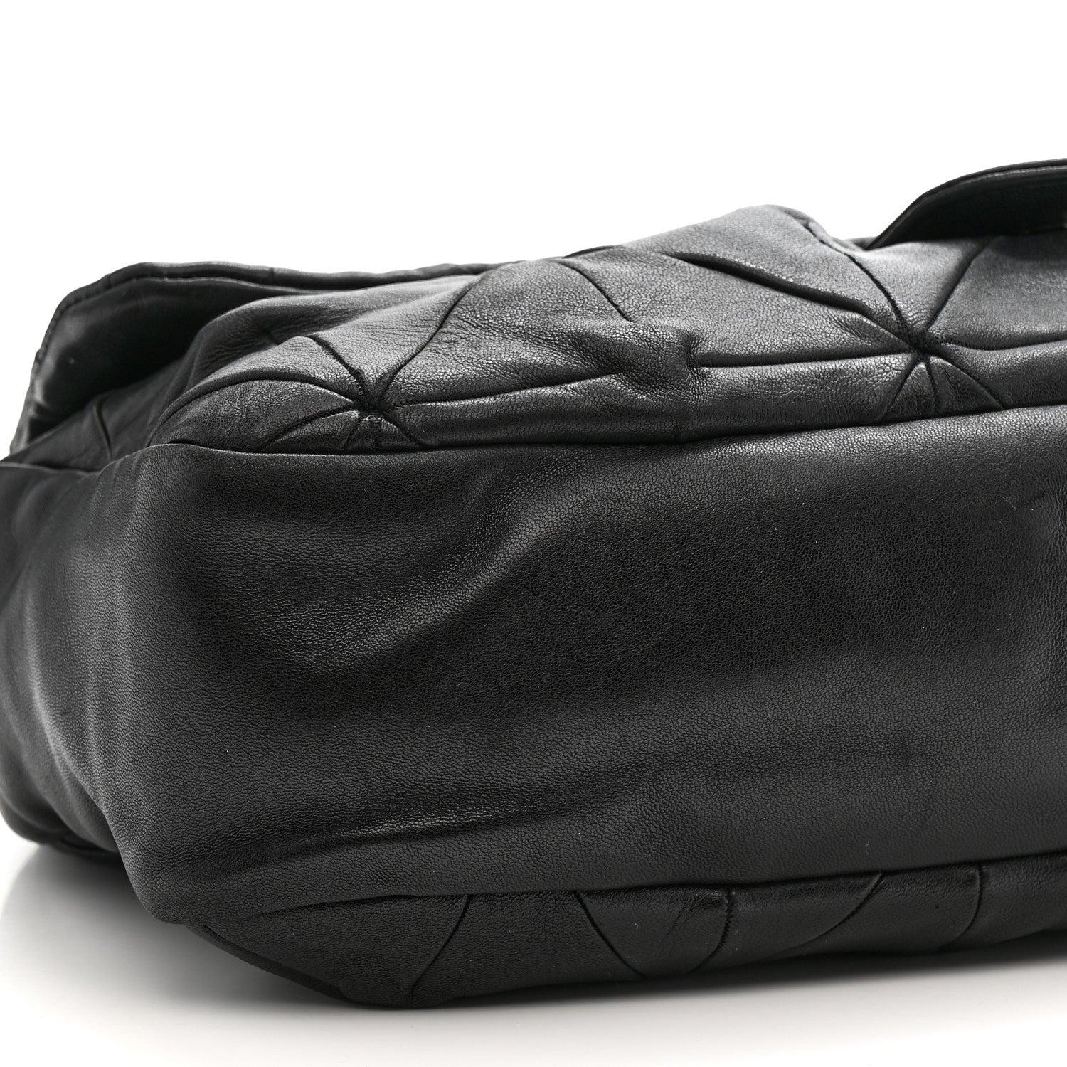 Lambskin Quilted Soft Squares Origami Flap Black