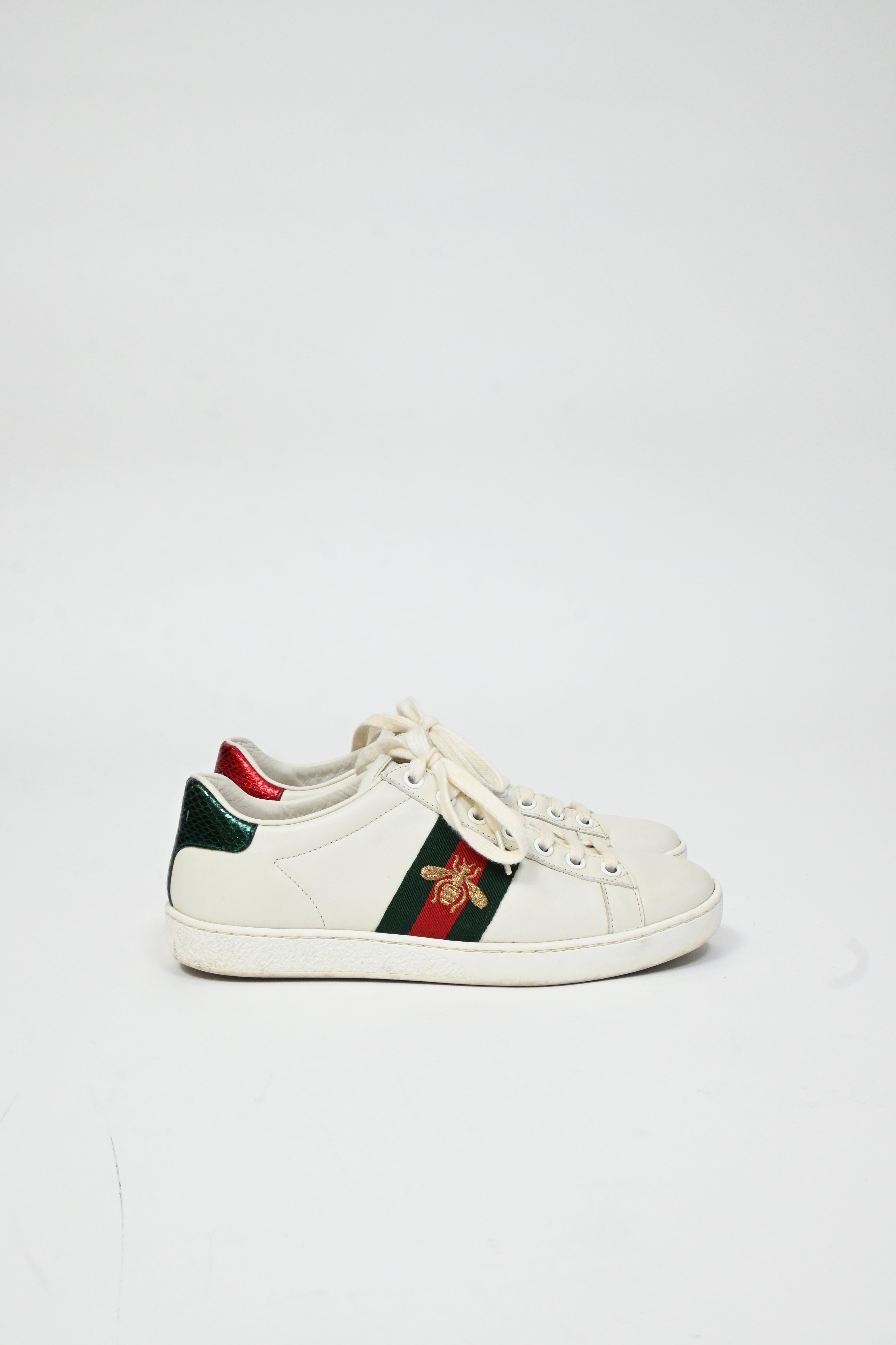 Women's Gucci Ace Sneakers with Bee in White Leather