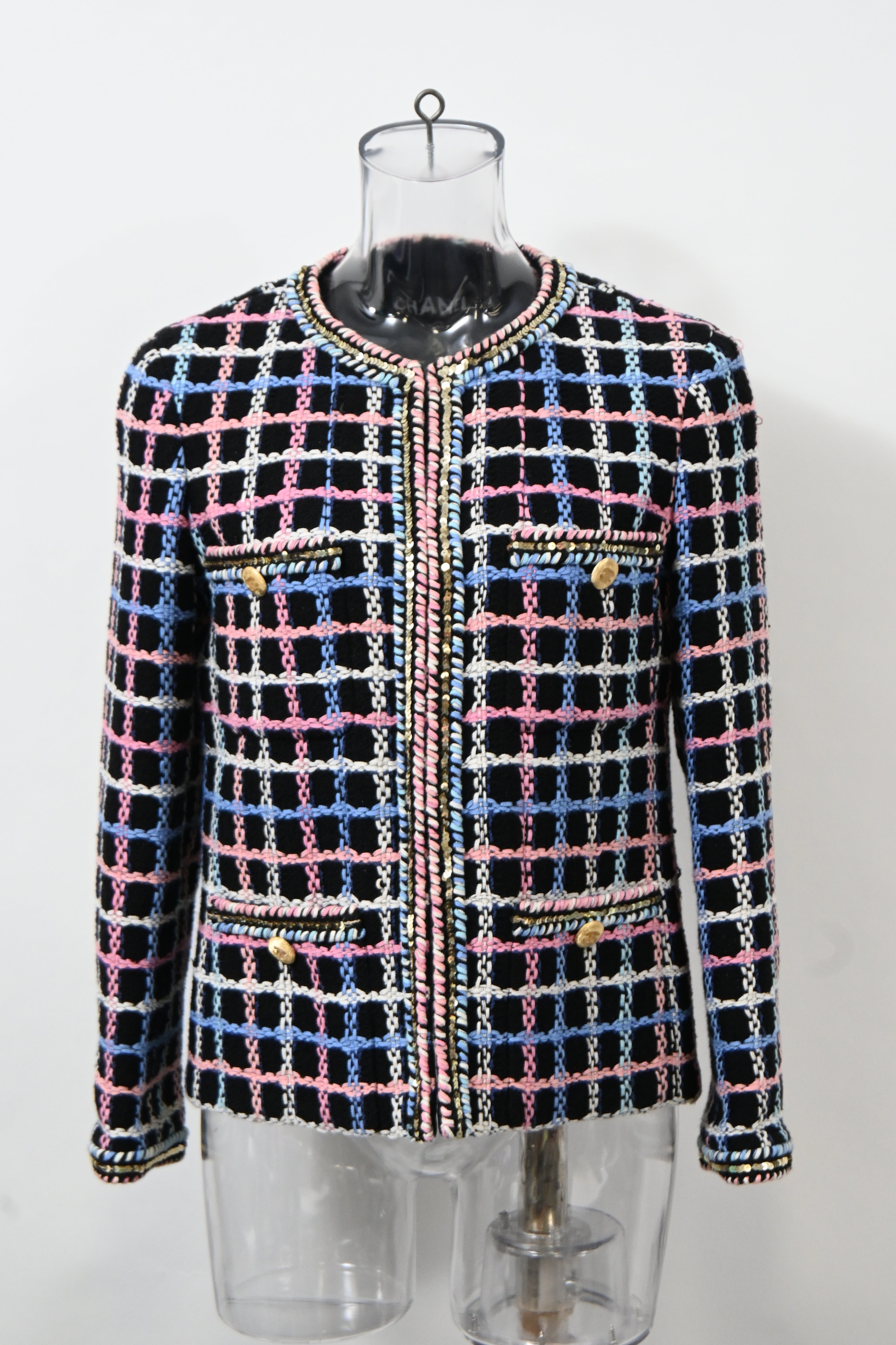 Women's Chanel 2022 Printed Evening Tweed Jacket in Multicolor Cotton