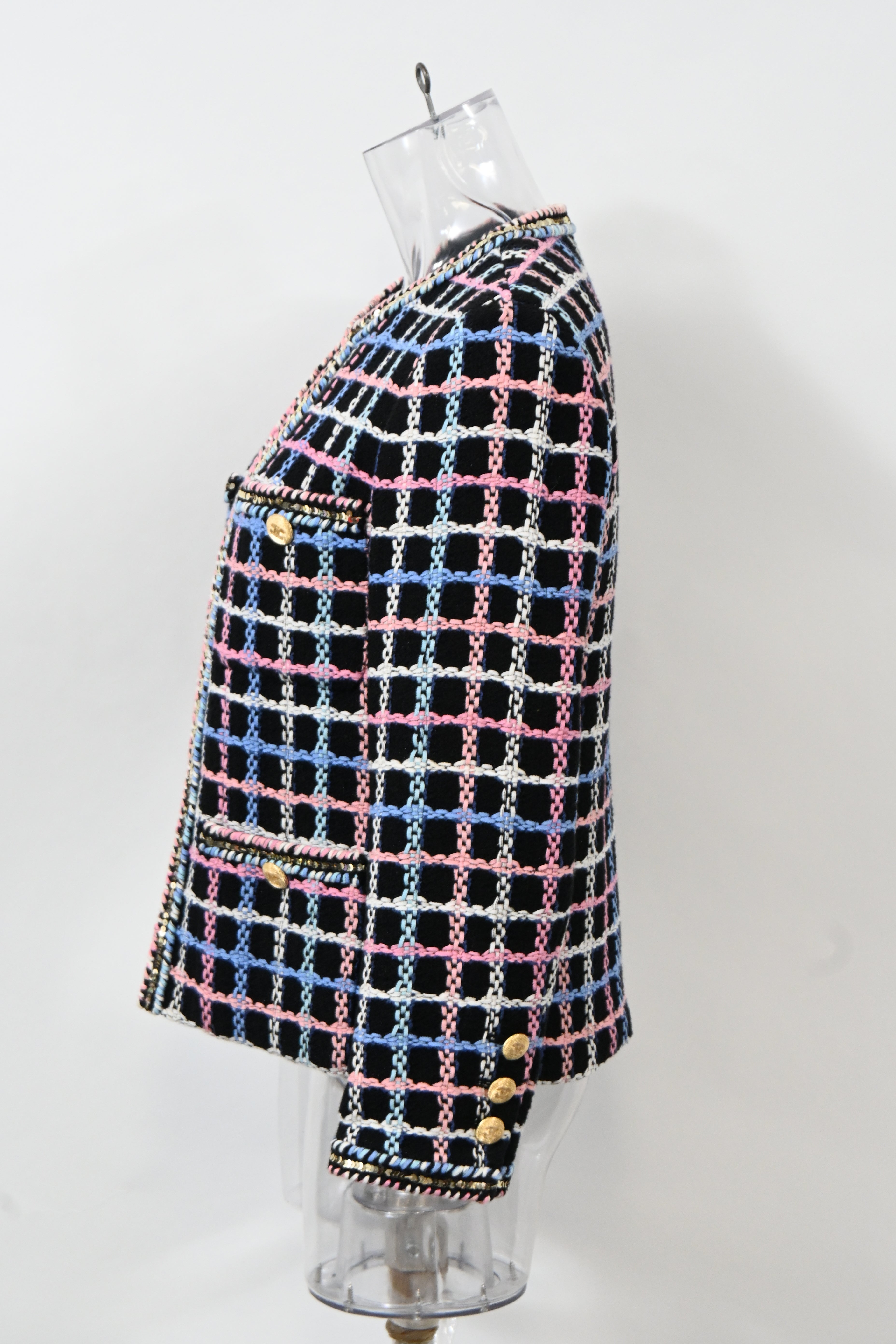 Women's Chanel 2022 Printed Evening Tweed Jacket in Multicolor Cotton