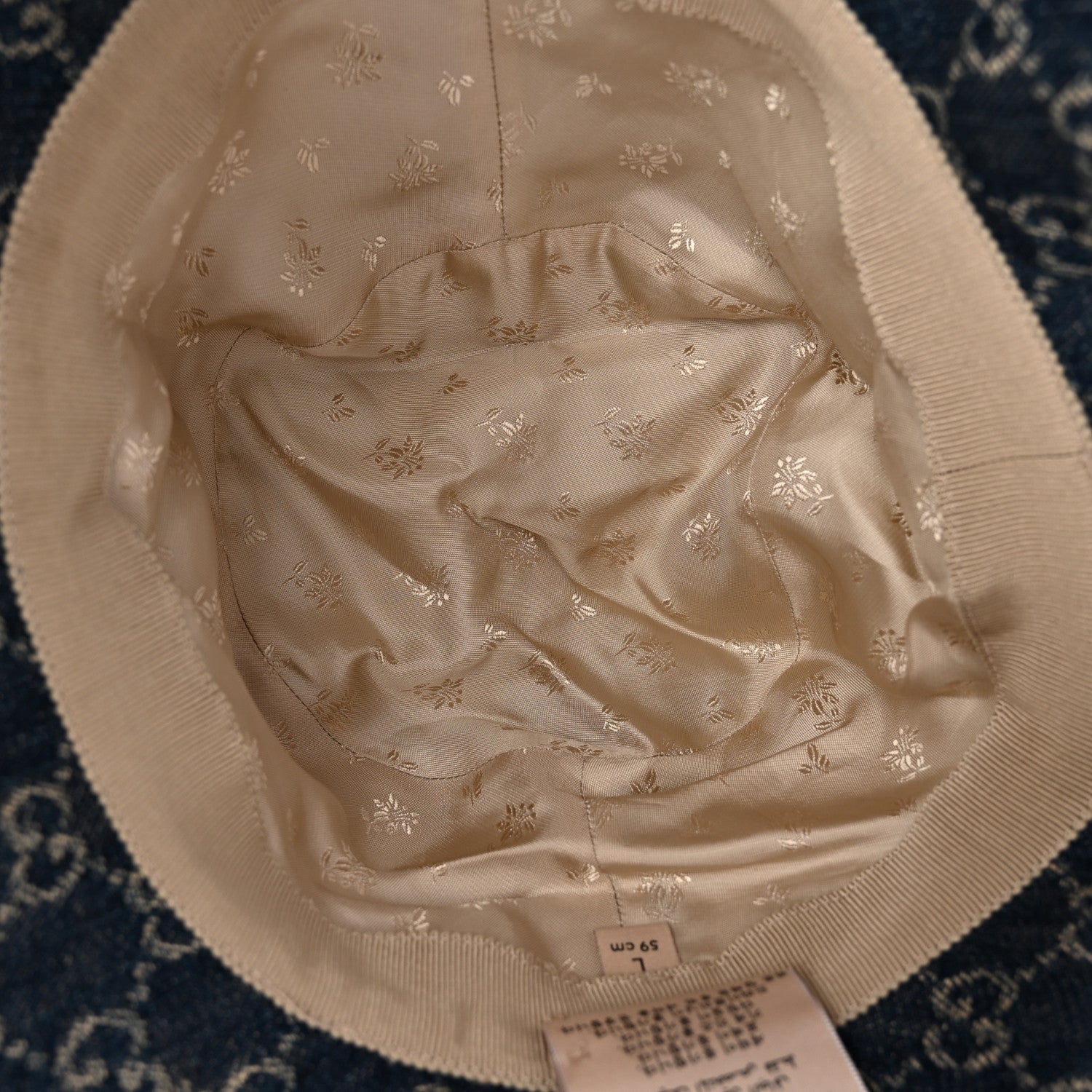 Washed Jacquard Denim Nappa GG Monogram Oscar Bucket Hat L Denim Cuir
