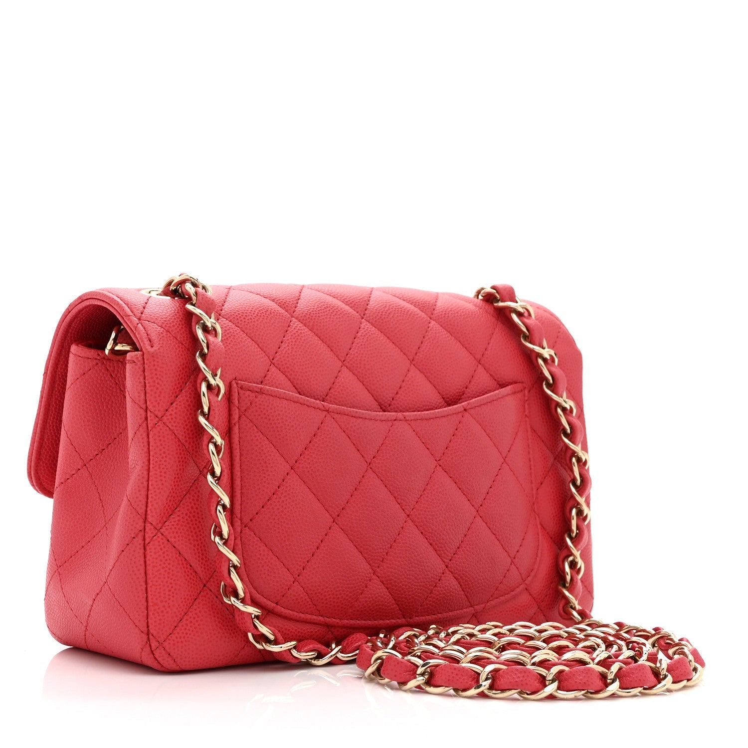 Caviar Quilted Mini Rectangular Flap Dark Pink