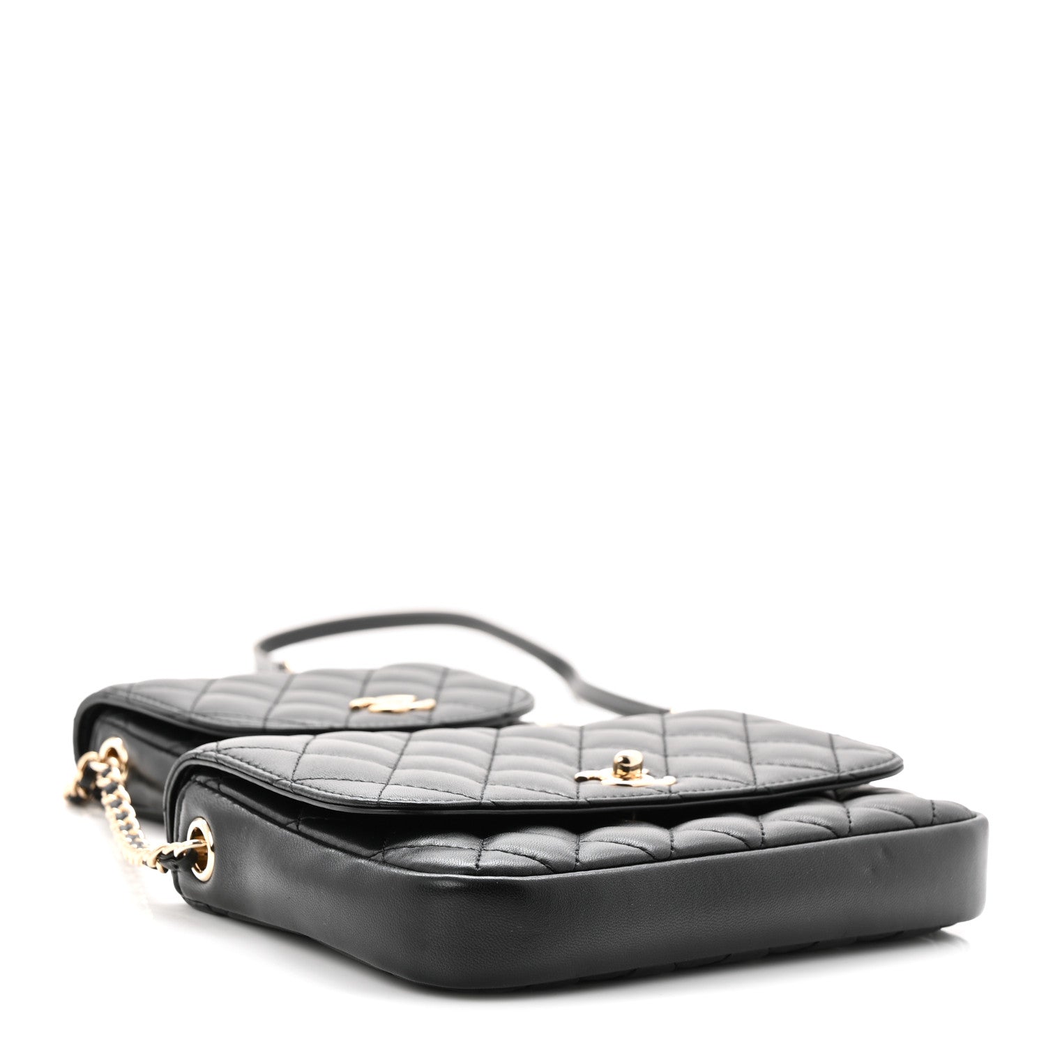 Lambskin Quilted Side Packs Black