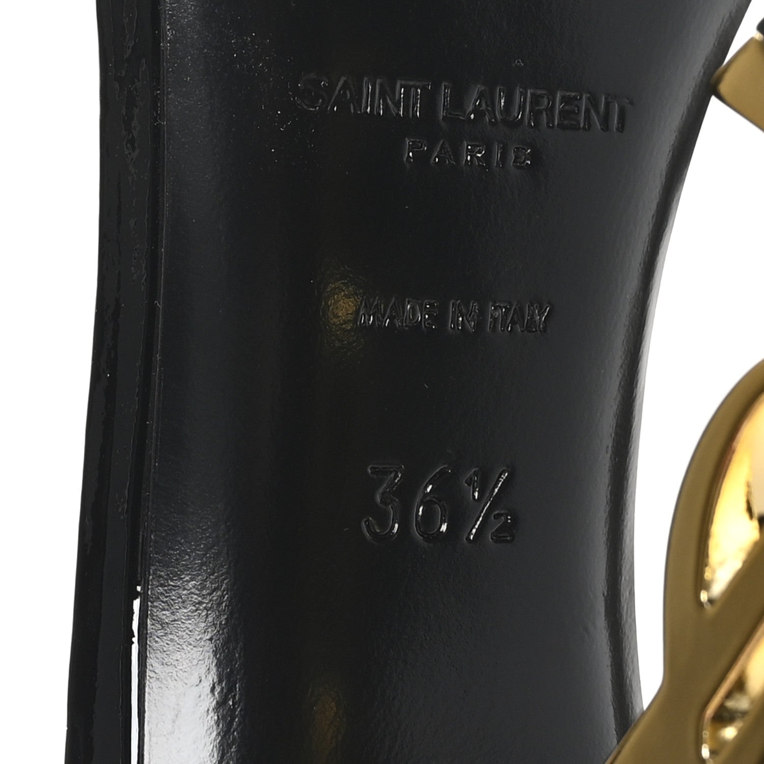 Patent Calfskin Opyum 110 Sandals 36.5 Black Gold