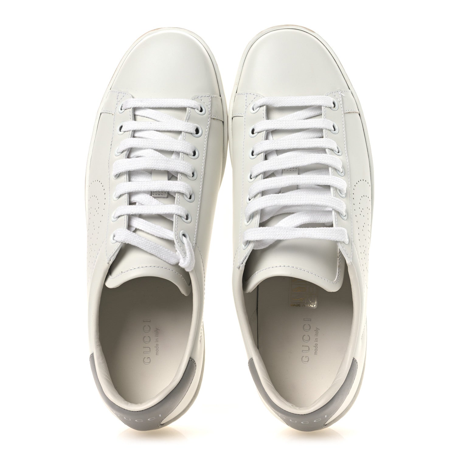 Calfskin Interlocking G Perforated Womens Ace Sneakers 39 White Grey Sky