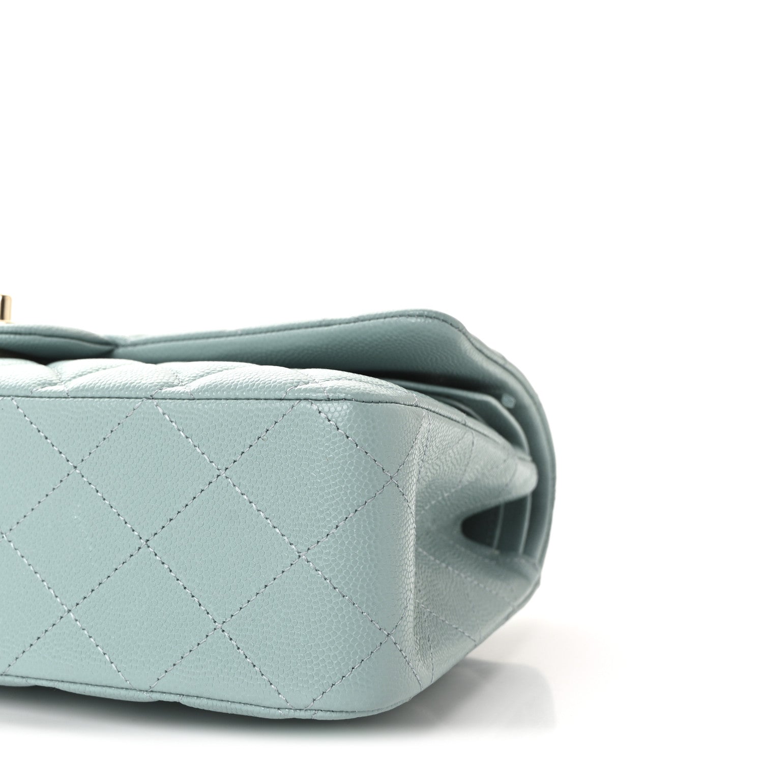 Caviar Quilted Medium Double Flap Light Blue