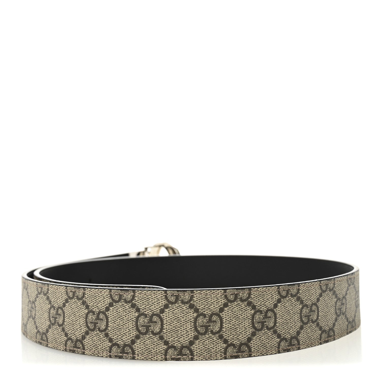 GG Supreme Monogram Selleria Calfskin Interlocking G Reversible 37mm Belt 95 38 Beige Ebony Black
