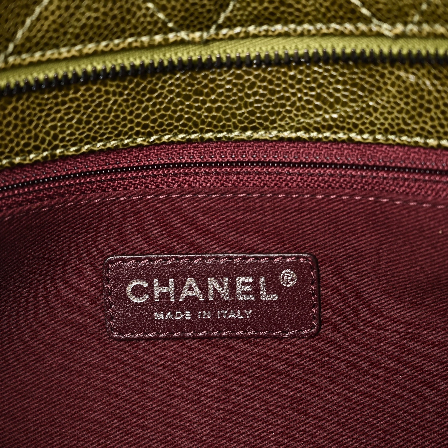 Glazed Caviar Quilted Tote Green
