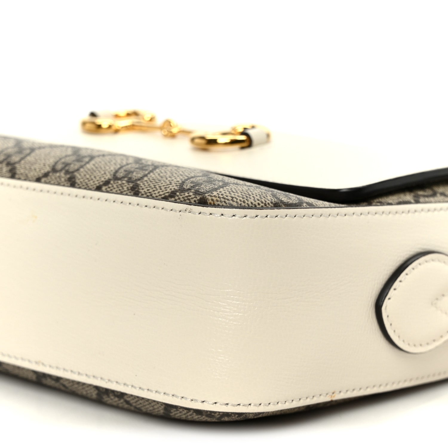 GG Supreme Monogram Small Horsebit 1955 Shoulder Bag Beige Mystic White