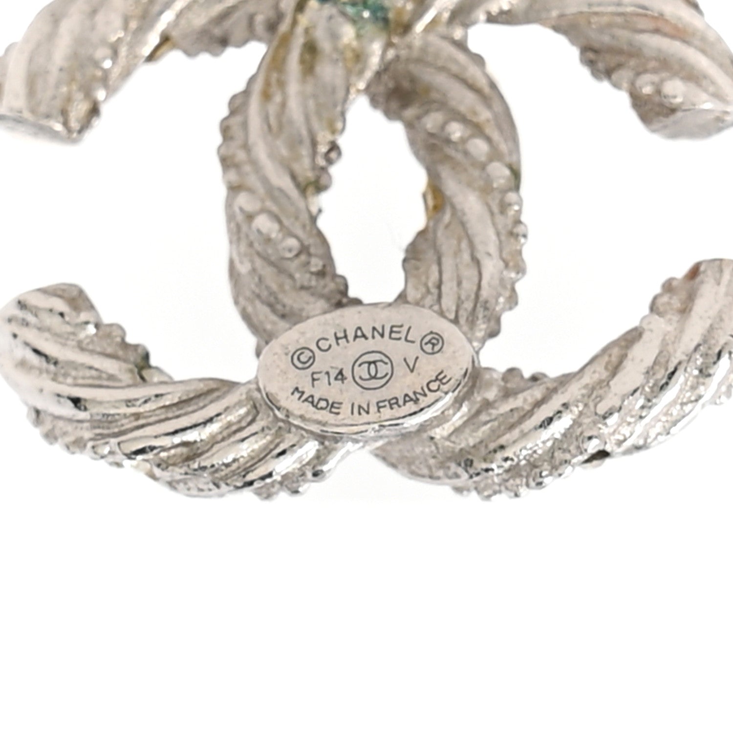 Crystal Twisted CC Earrings Silver