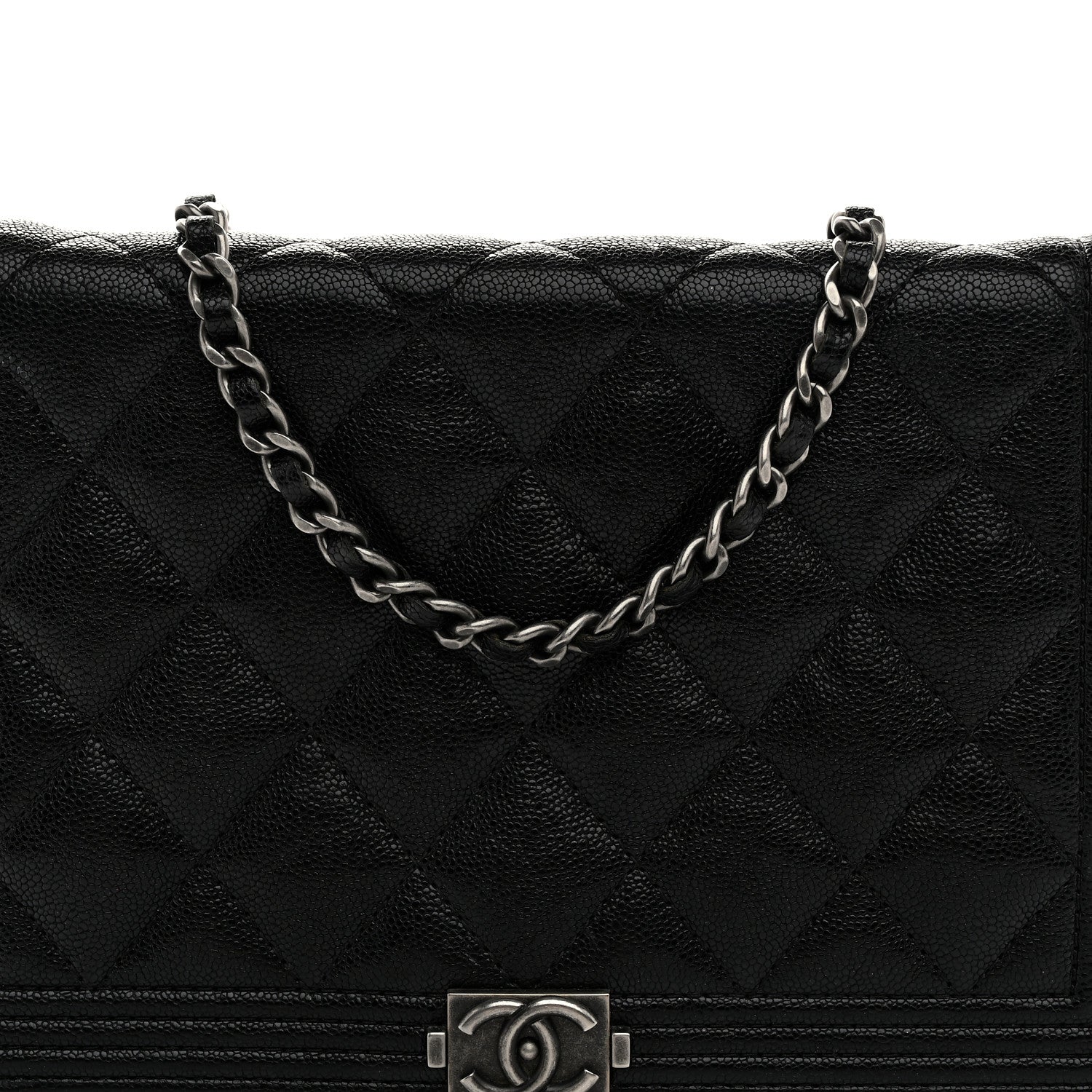 Caviar Quilted Boy Wallet On Chain WOC Black