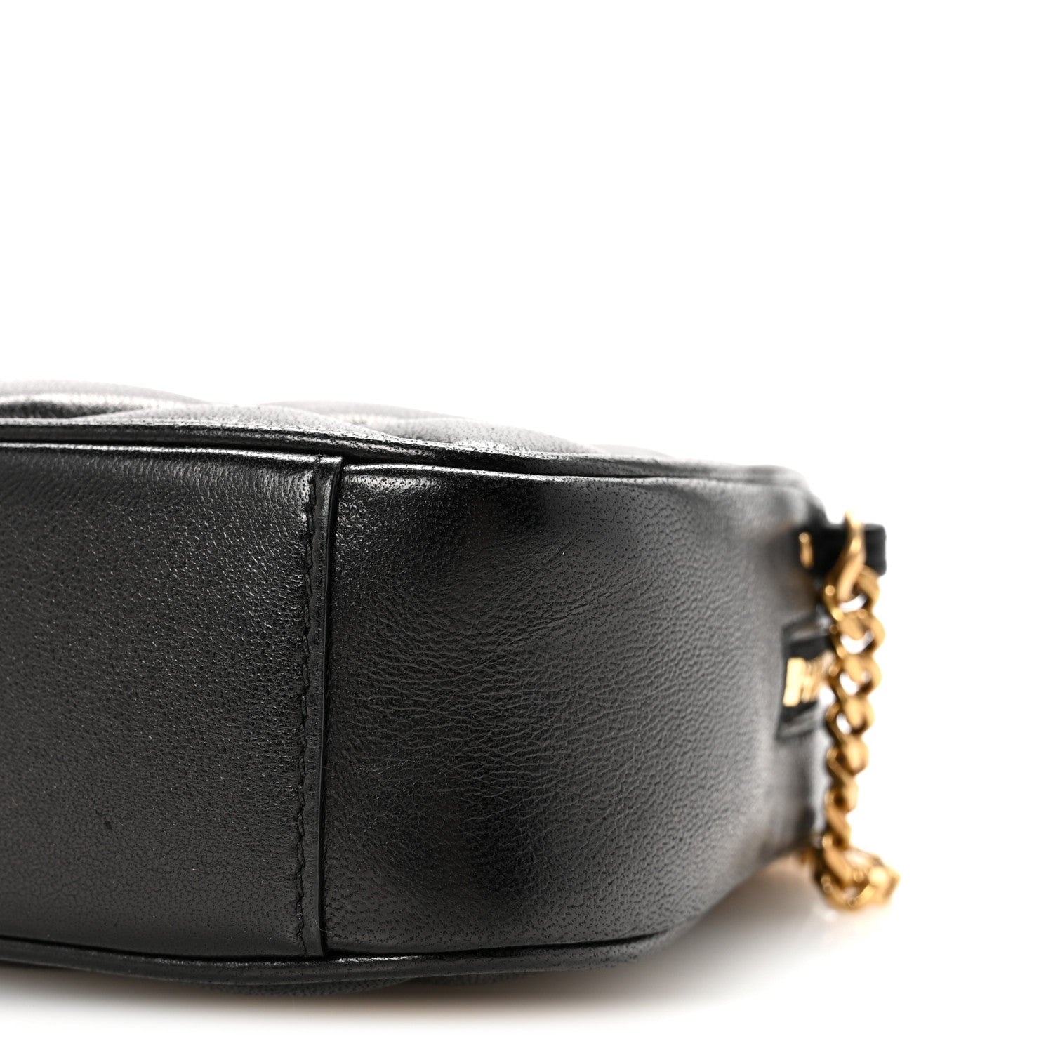 Lambskin Quilted Mini Camera Bag Black