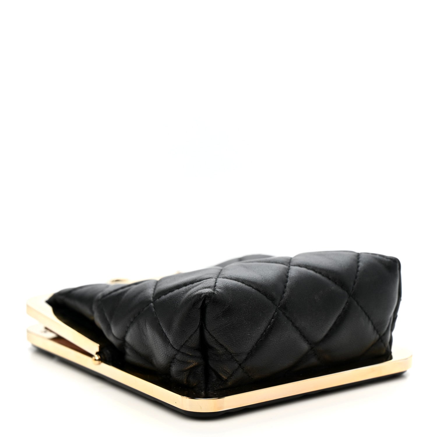 Lambskin Plexi Quilted CC Evening Clutch With Chain Black