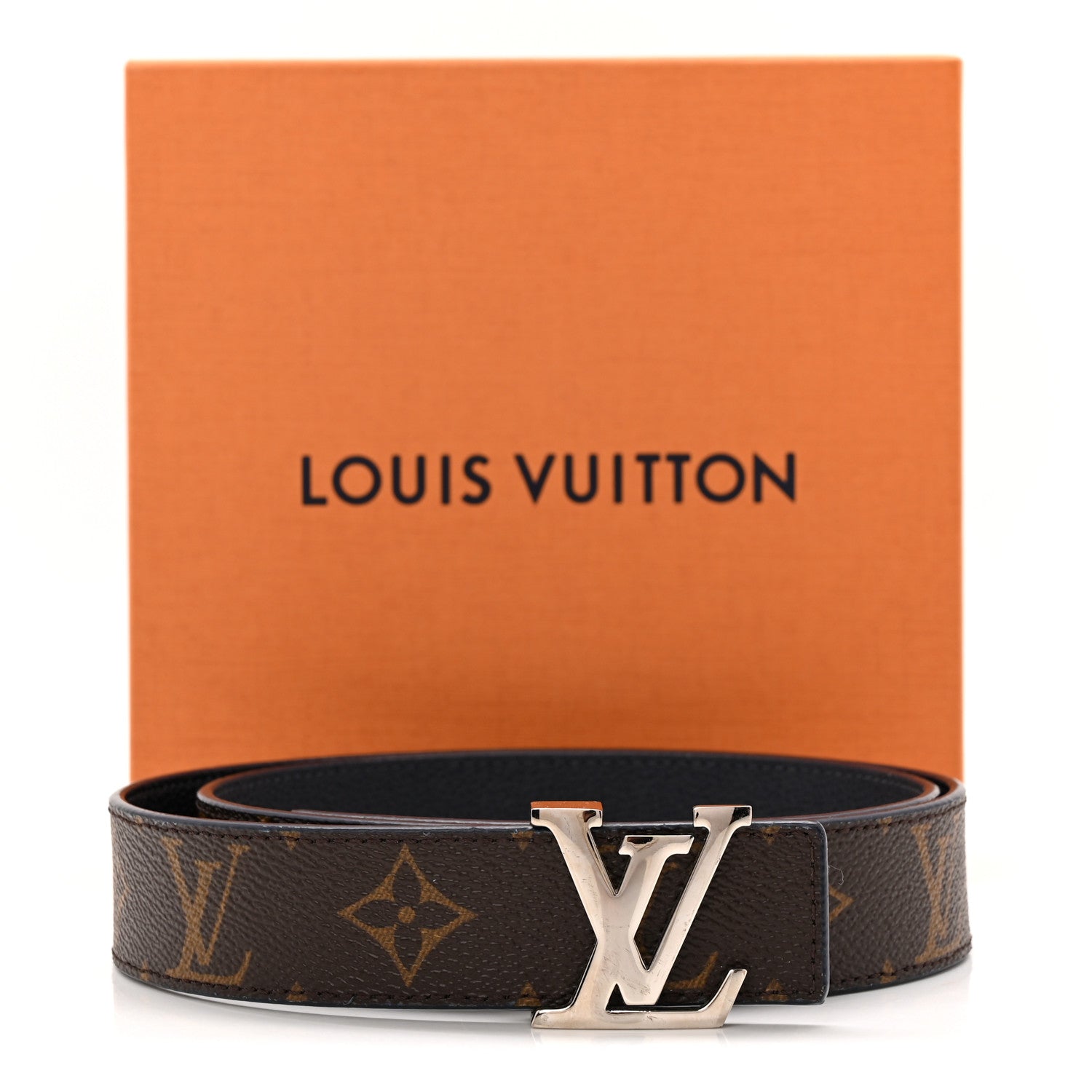 Calfskin Monogram 30mm LV Initiales Reversible Belt 80 32 Marine
