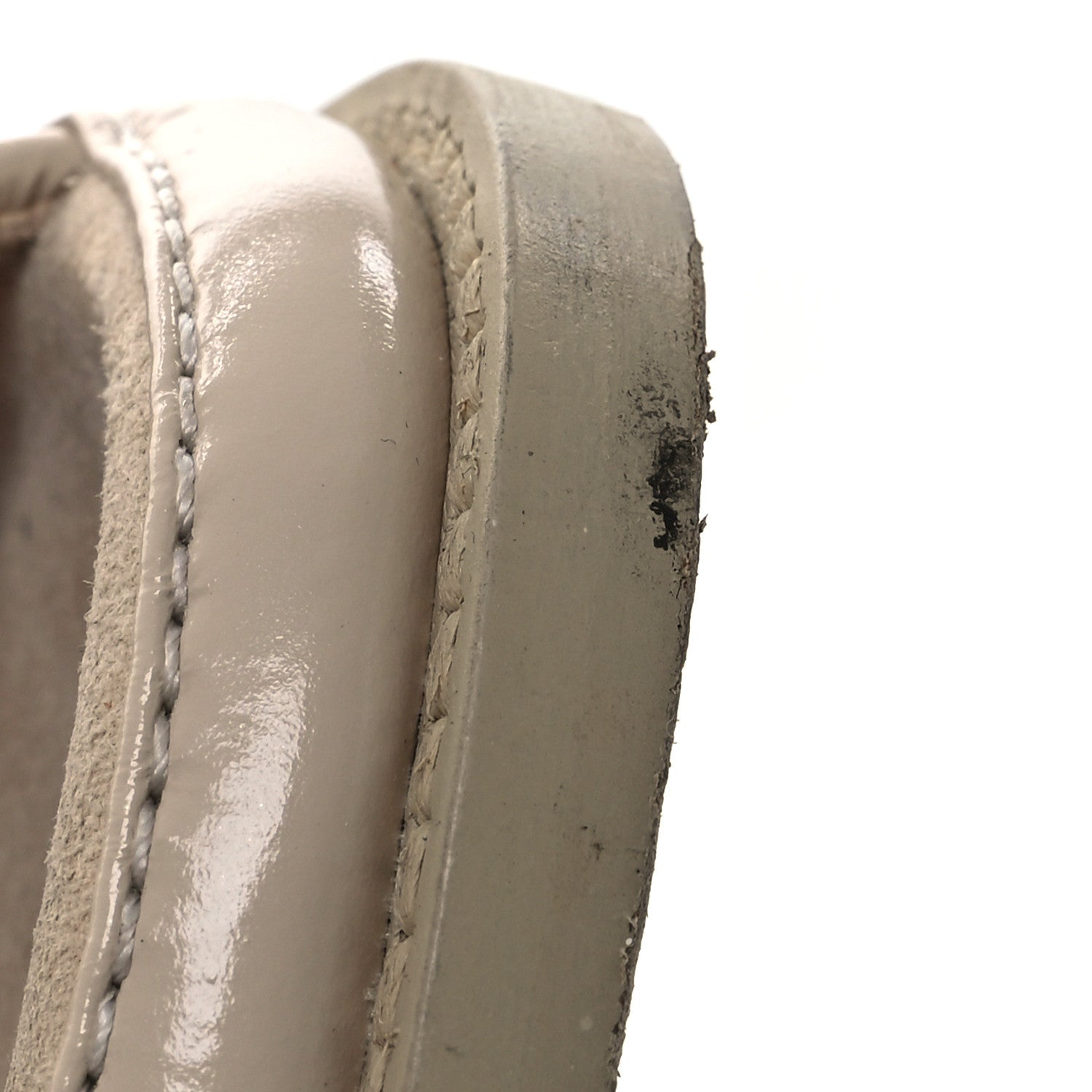 Shiny Calfskin Crystal Quilted Velcro Dad CC Slide Sandals 38 Light Beige