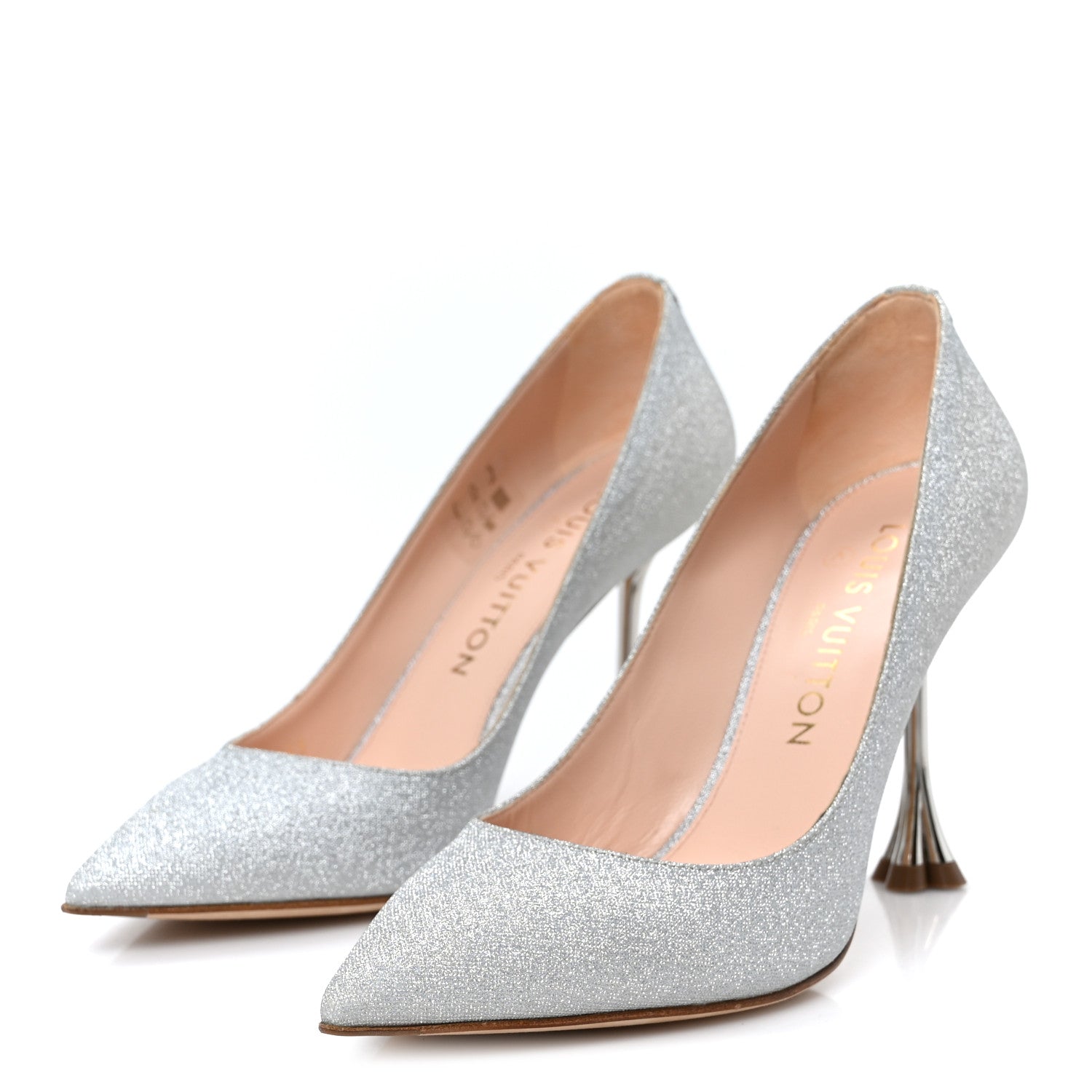 Glitter Fabric Blossom Pumps 37 Silver