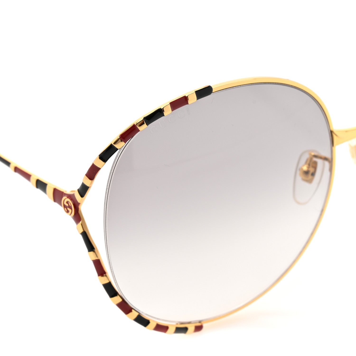 Metal Round Frame GG0595S Sunglasses Gold Black Red
