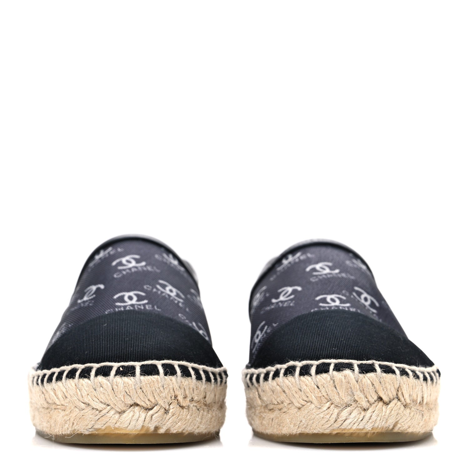 Mesh Grosgrain CC Espadrilles 36 Black White