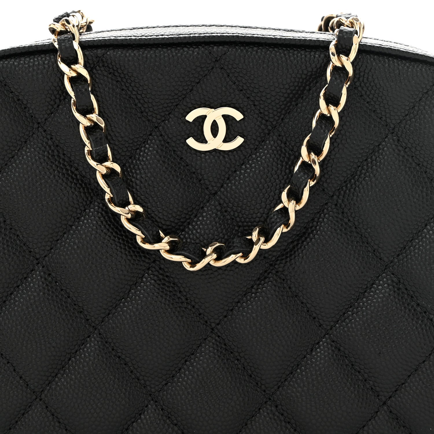 Caviar Quilted Vanity With Chain Black