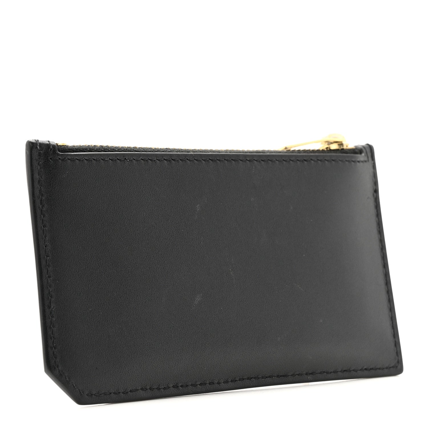 Calfskin 5 Fragments Zip Pouch Card Holder Black