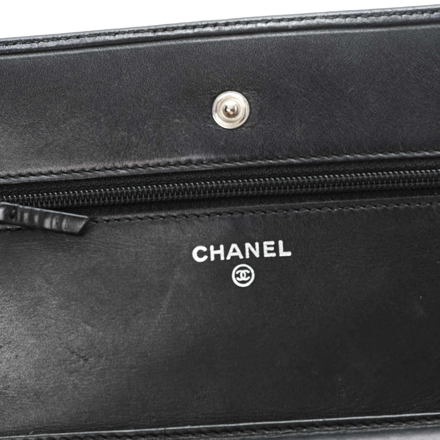 Calfskin Quilted Cambon Wallet on Chain WOC Black