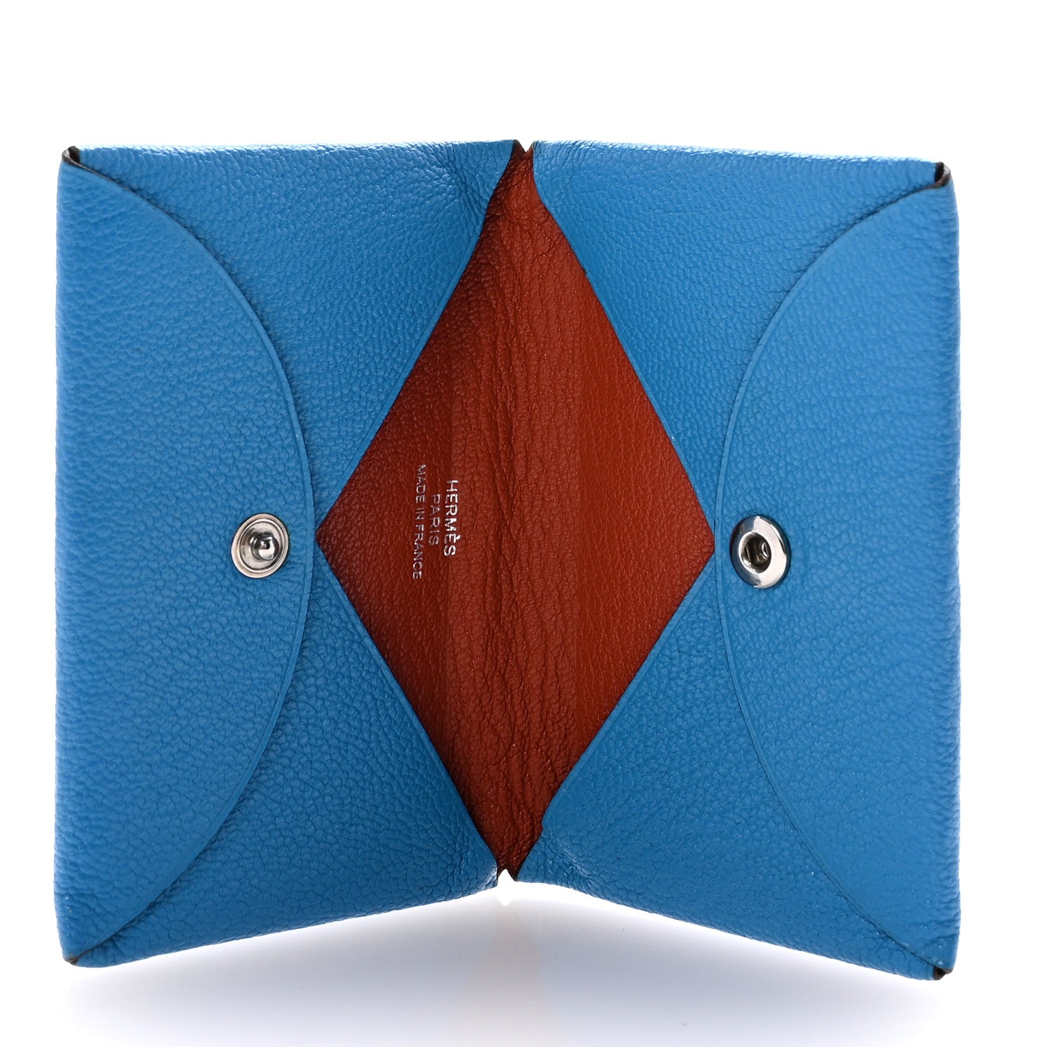 Chevre Mysore Verso Calvi Card Case Bleu Frida Cuivre