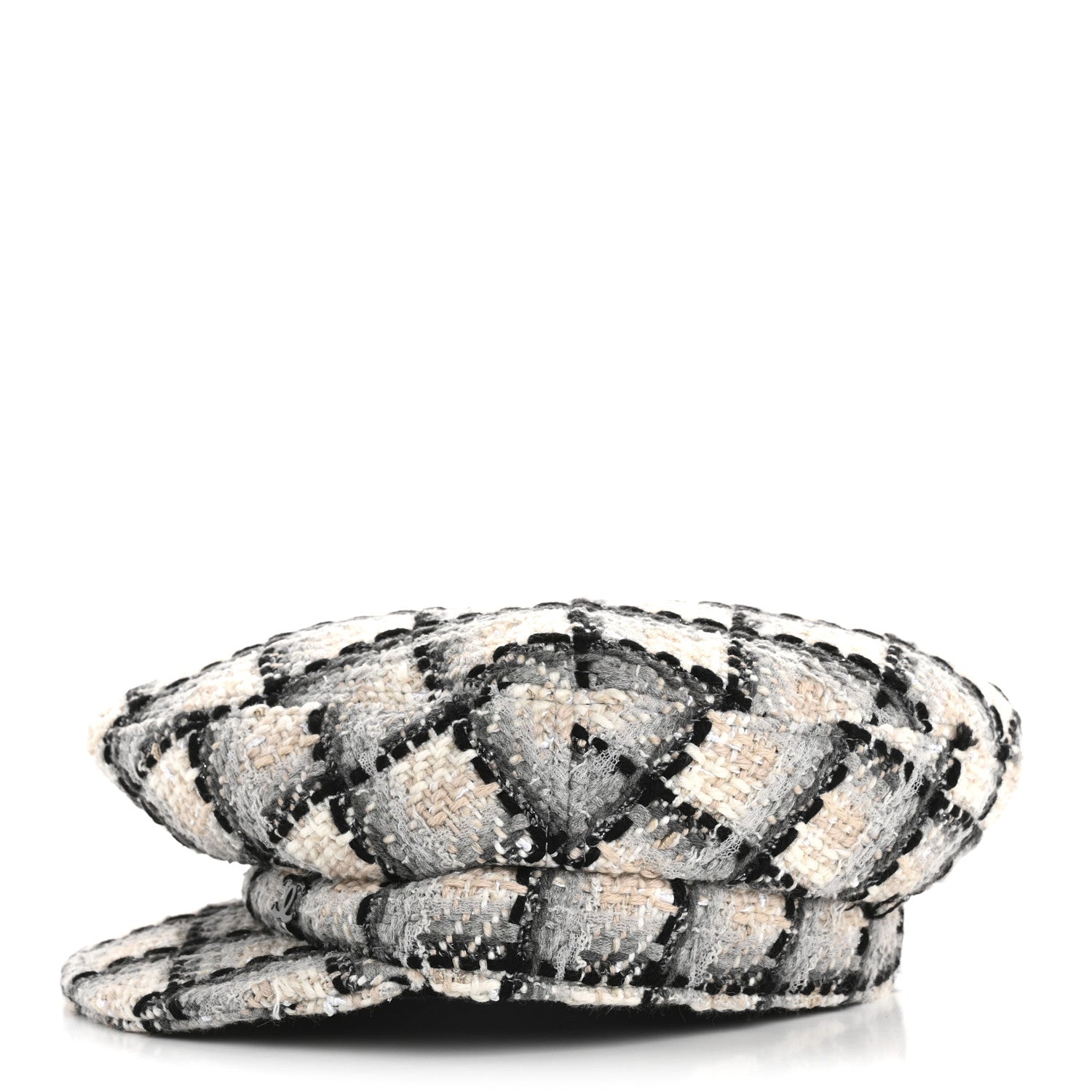 Cotton Tweed CC Beret S White Black Multicolor