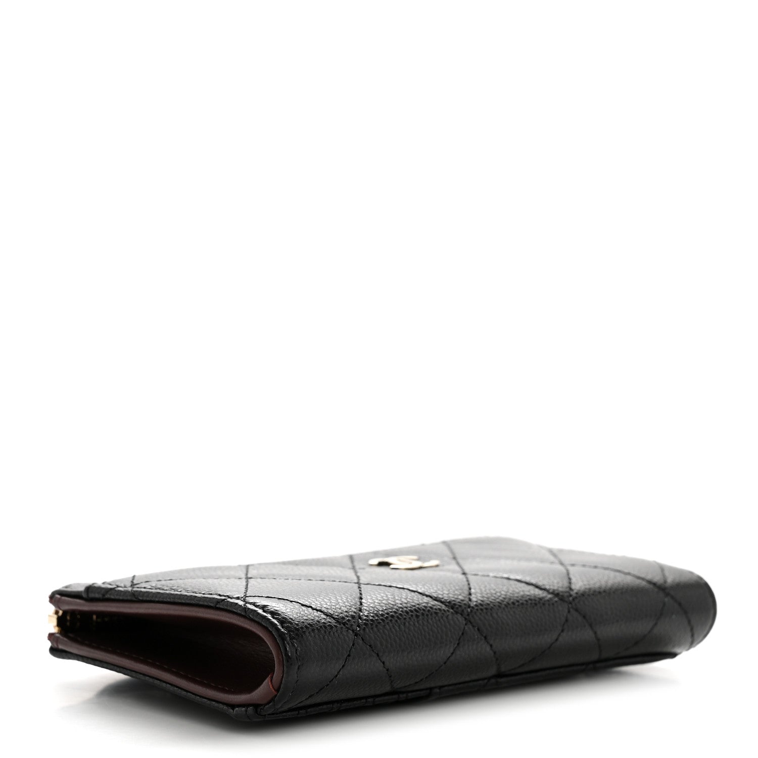 Caviar Quilted CC Zip Around Card Holder Black