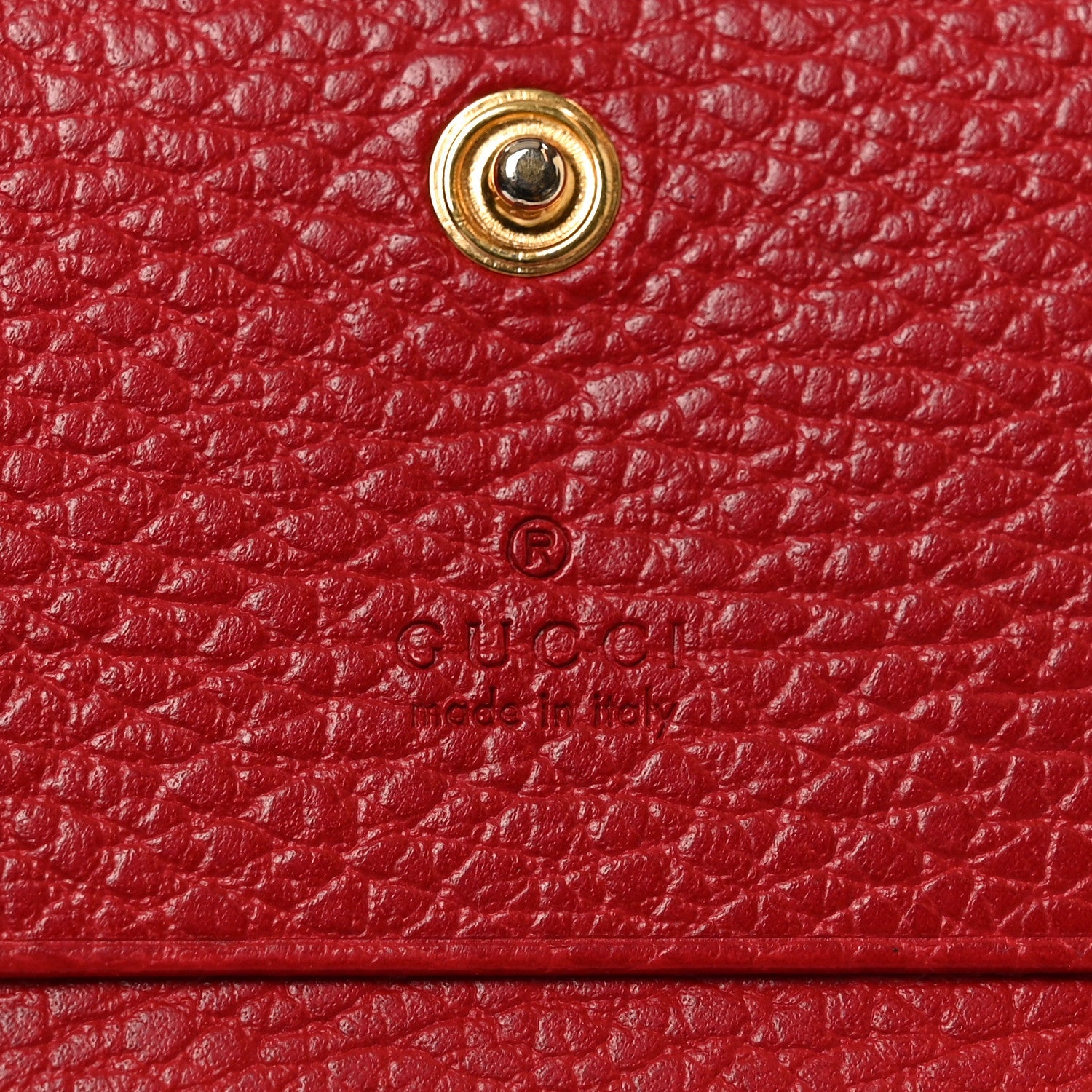 Pebbled Calfskin GG Marmont Card Case Hibiscus Red
