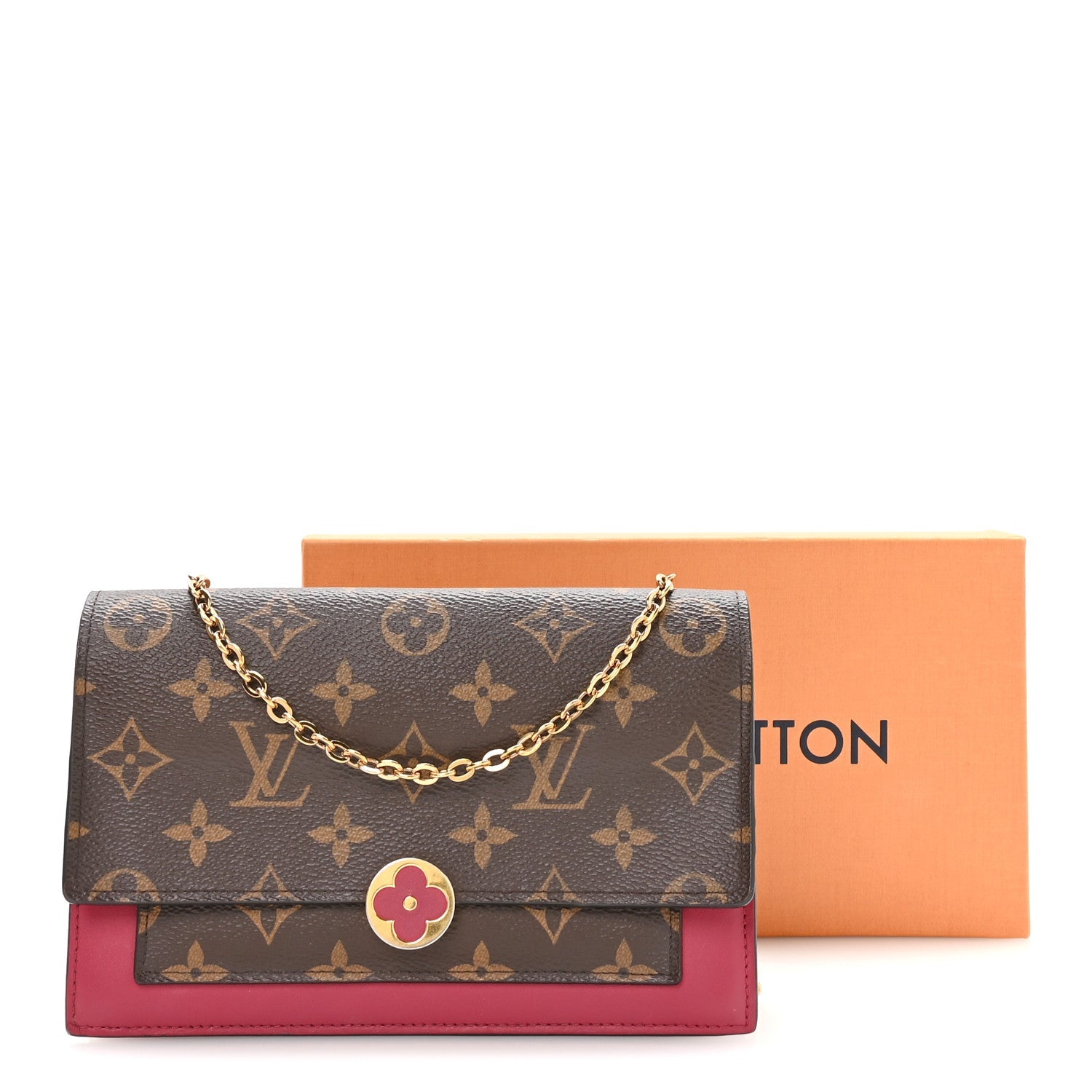 Monogram Flore Chain Wallet Fuchsia