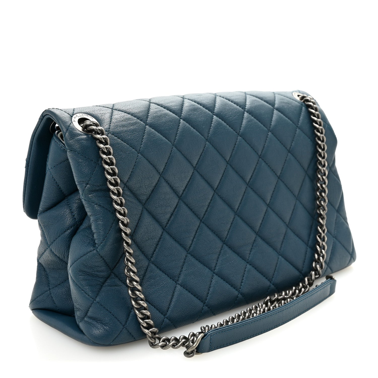 Goatskin Quilted Medium Flap Blue