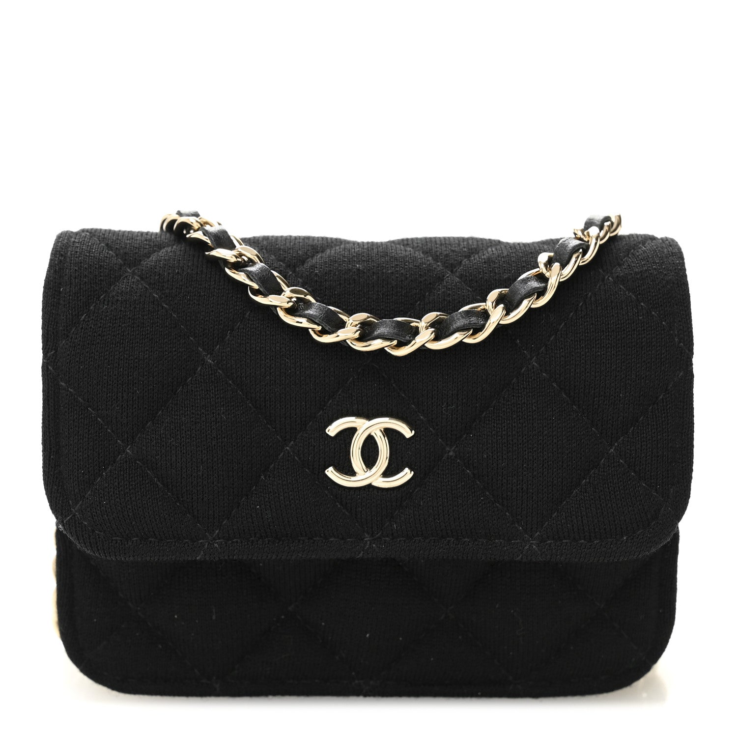 Jersey Quilted Micro Mini Flap Black