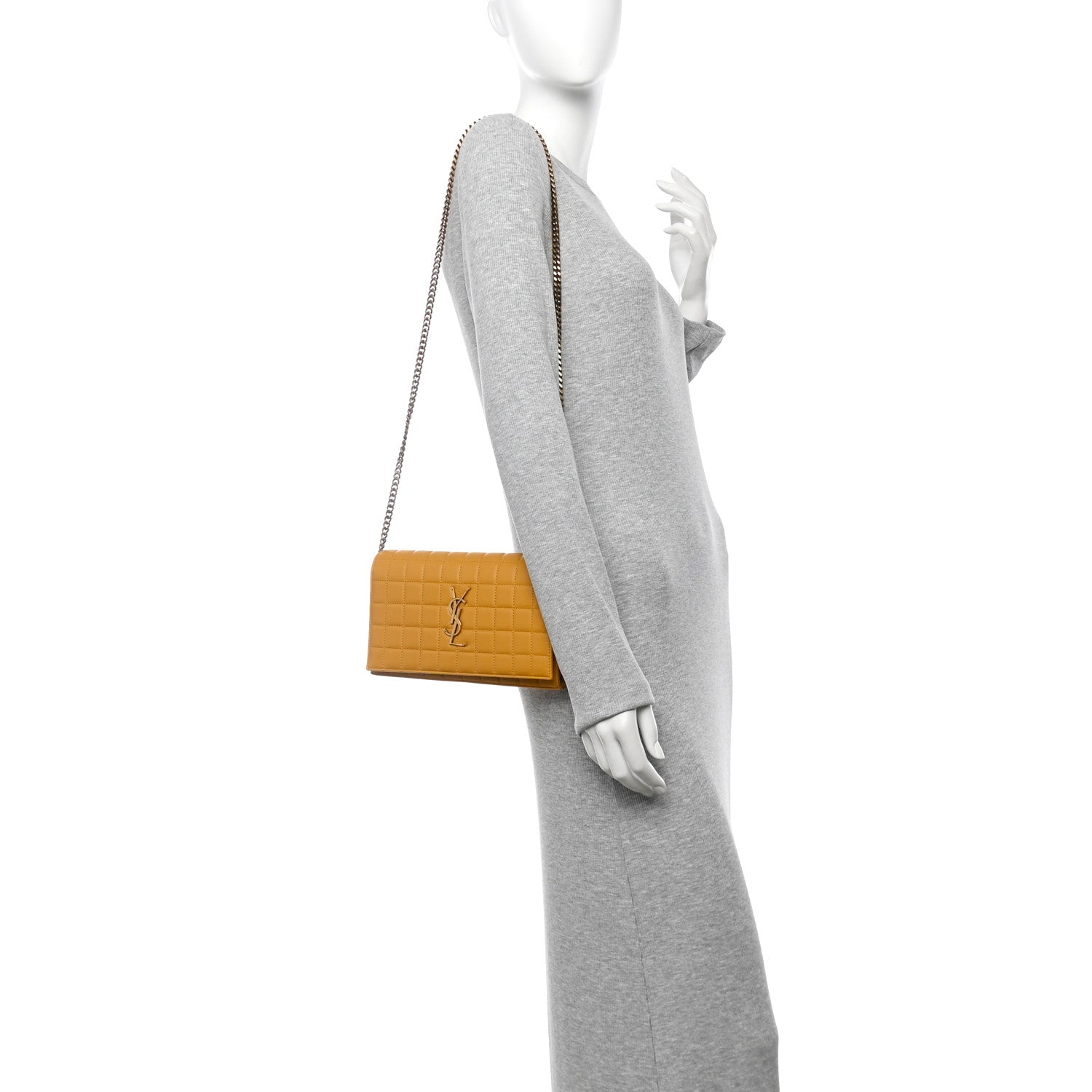 Lambskin Carre Quilted Cassandre Chain Wallet Saffran