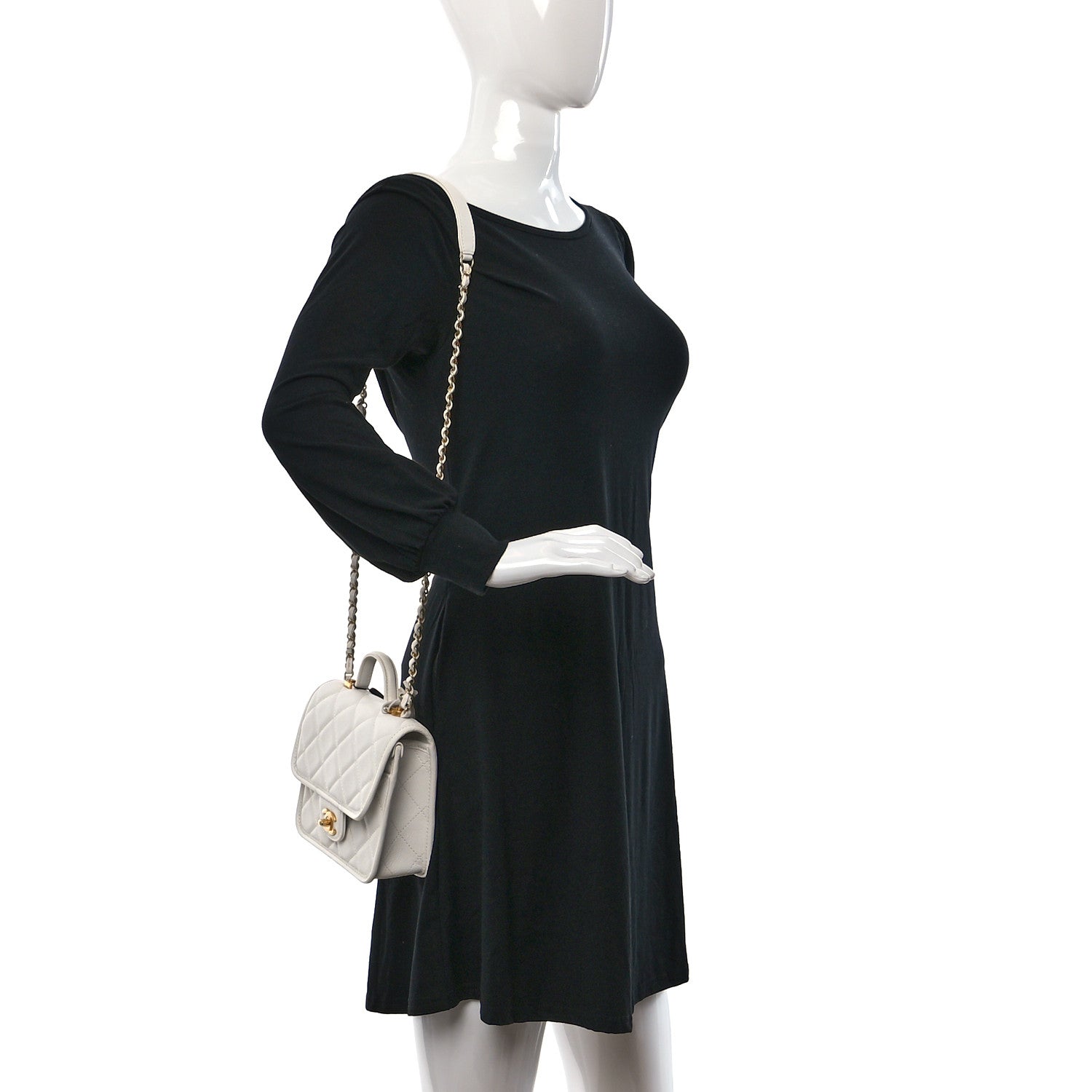 Caviar School Memory Mini Top Handle Flap White