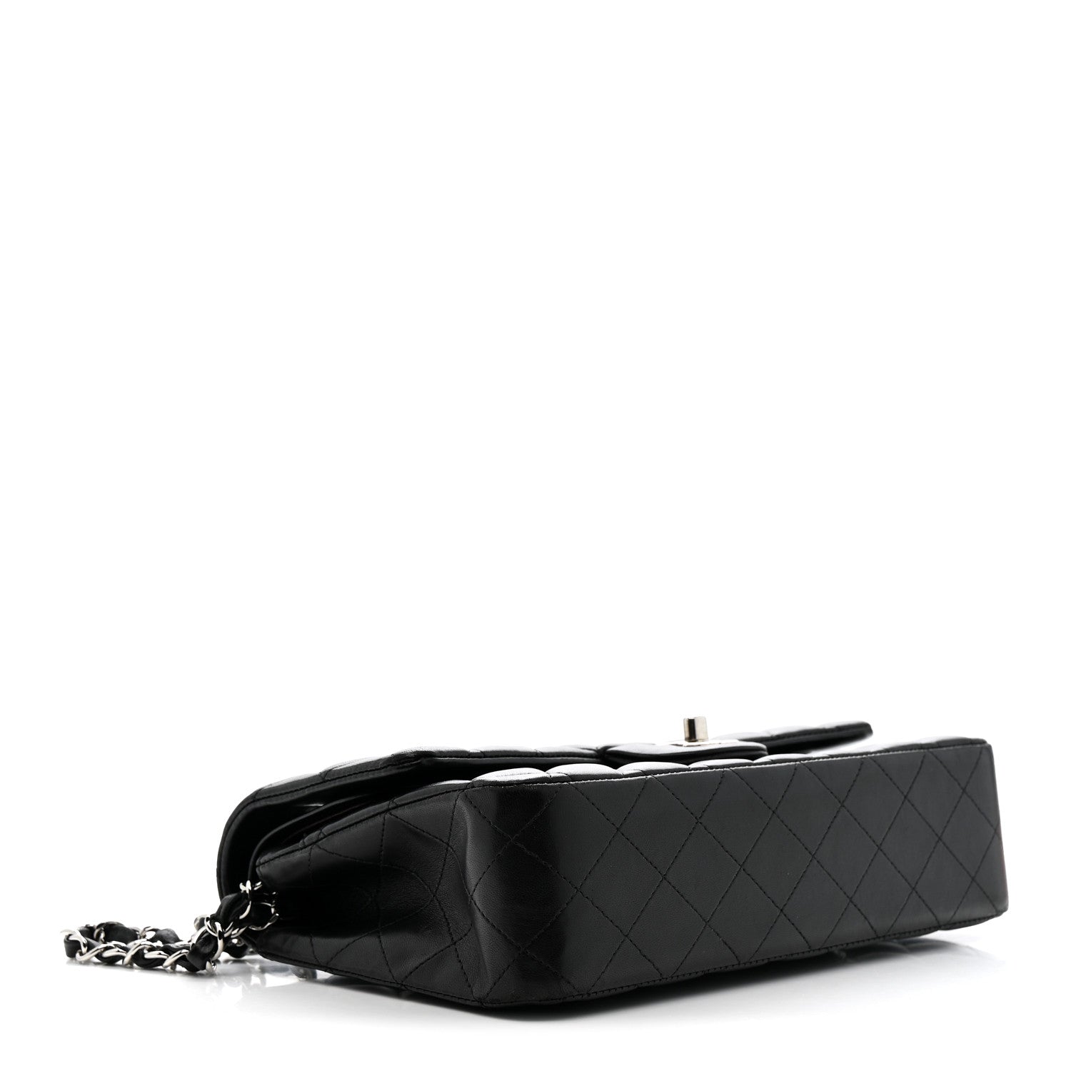 Lambskin Quilted Medium Double Flap Black