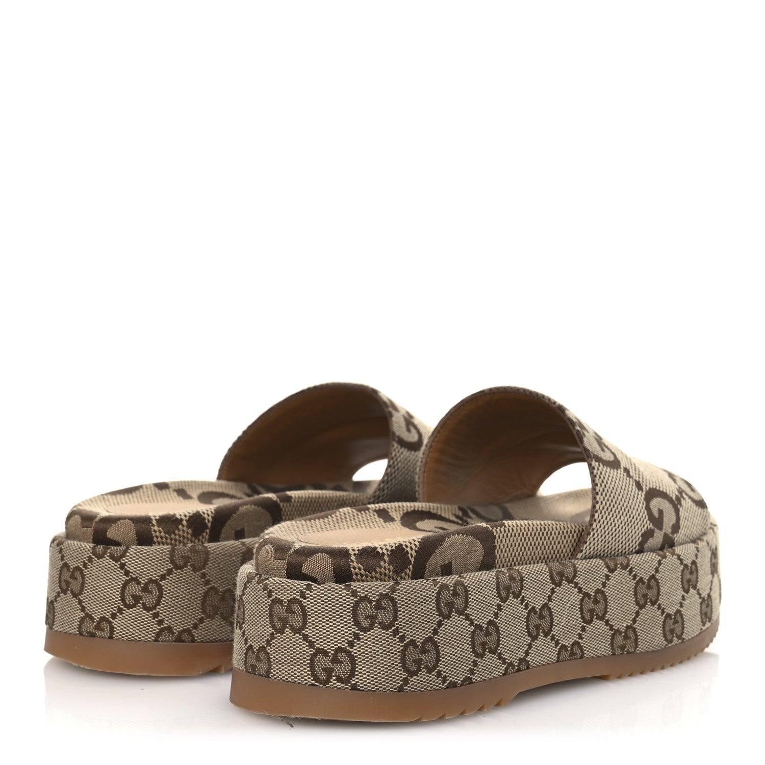 Monogram Maxi GG Angelina Platform 55mm Slide Sandals 37 Camel Ebony