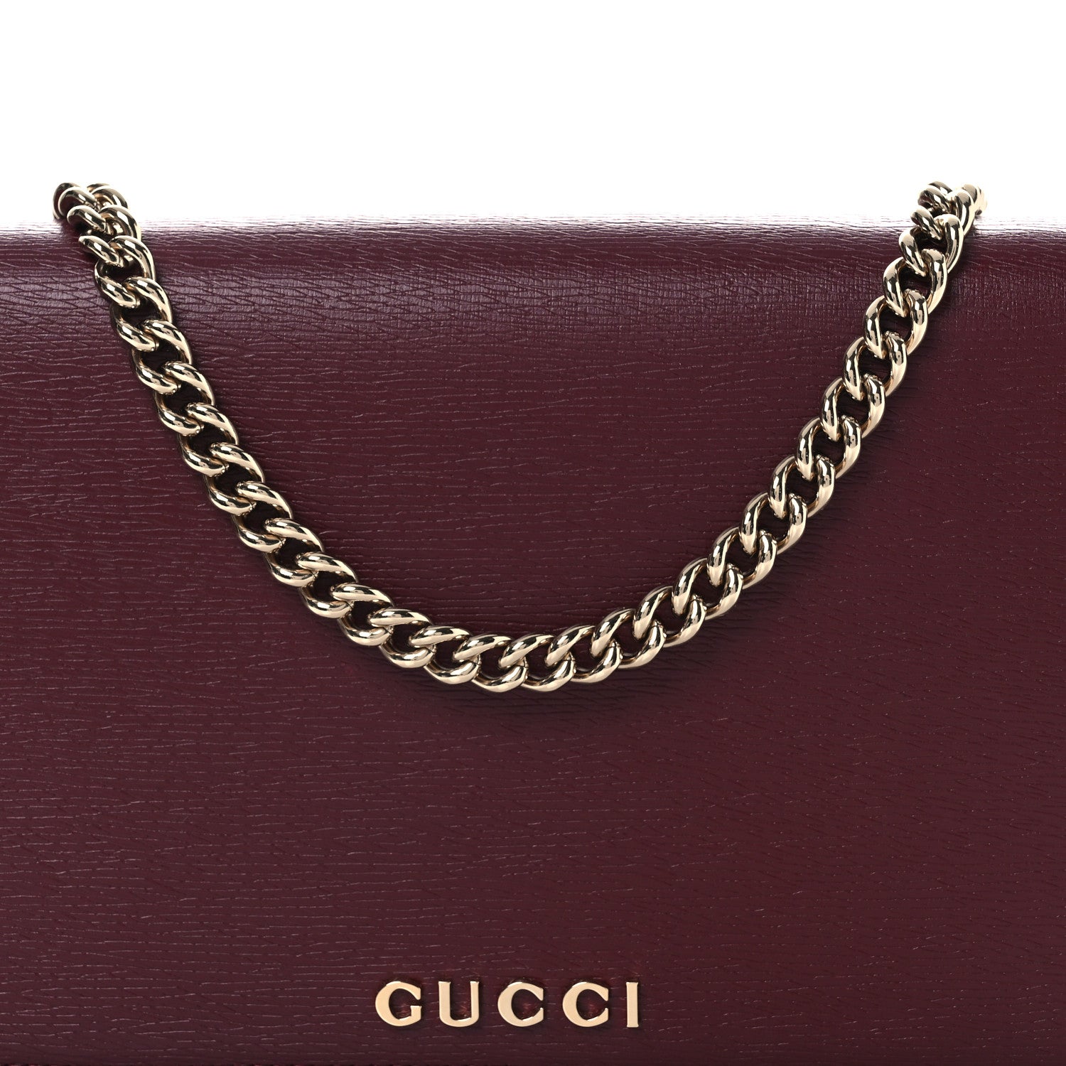 Textured Calfskin Script Logo Wallet On Chain Rosso Ancora