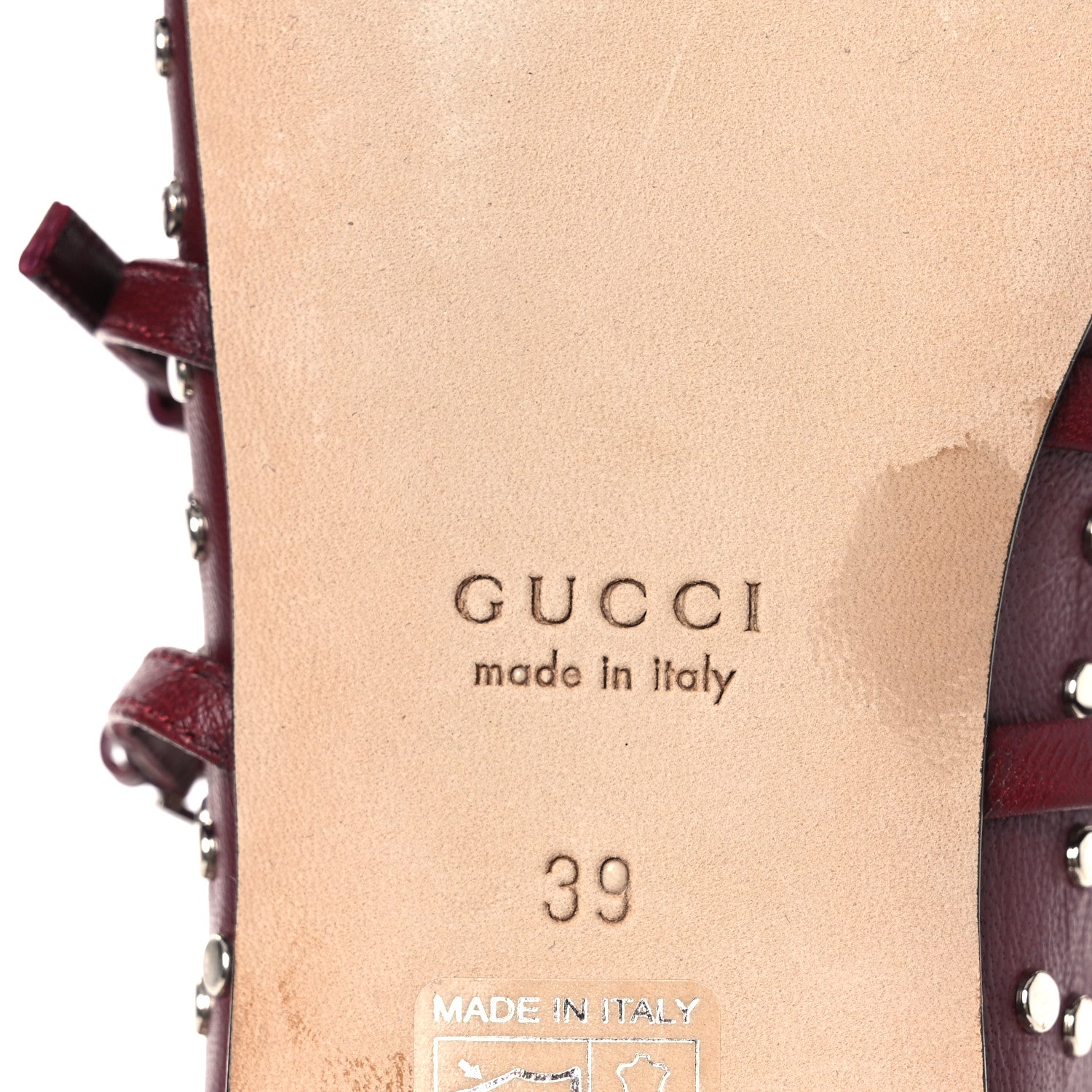 Nappa Carmaque Studded Horsebit Ballet Flats 39 Rosso Ancora