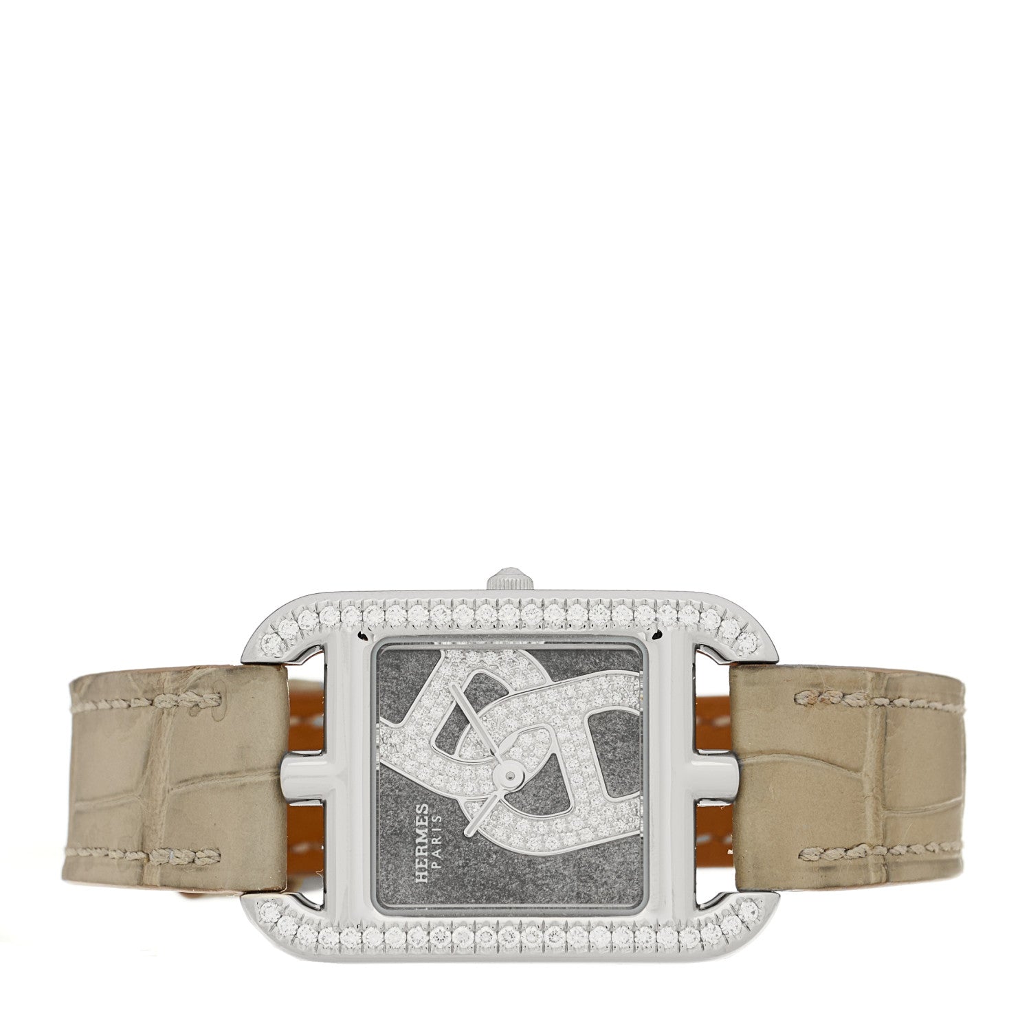 Stainless Steel Alligator Diamond Bezel 23mm Cape Cod Chaine d'Ancre Joaillier Quartz Watch Gris Perle