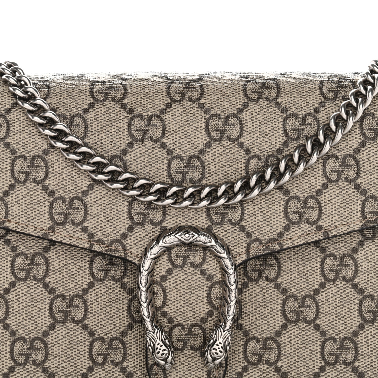 GG Supreme Monogram Mini Dionysus Chain Wallet Beige Taupe