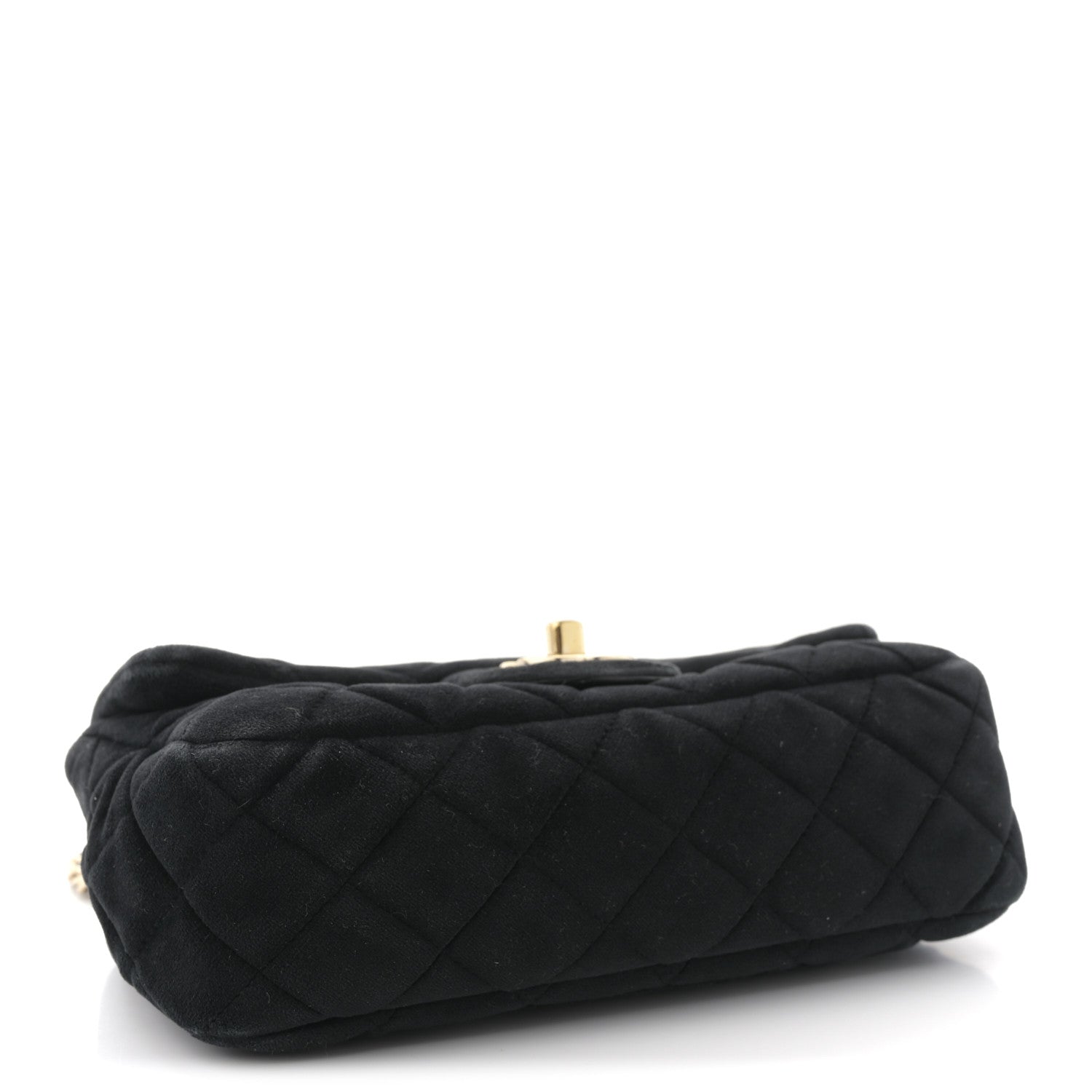 Velvet Quilted Mini Rectangular Pearl Crush Flap Black