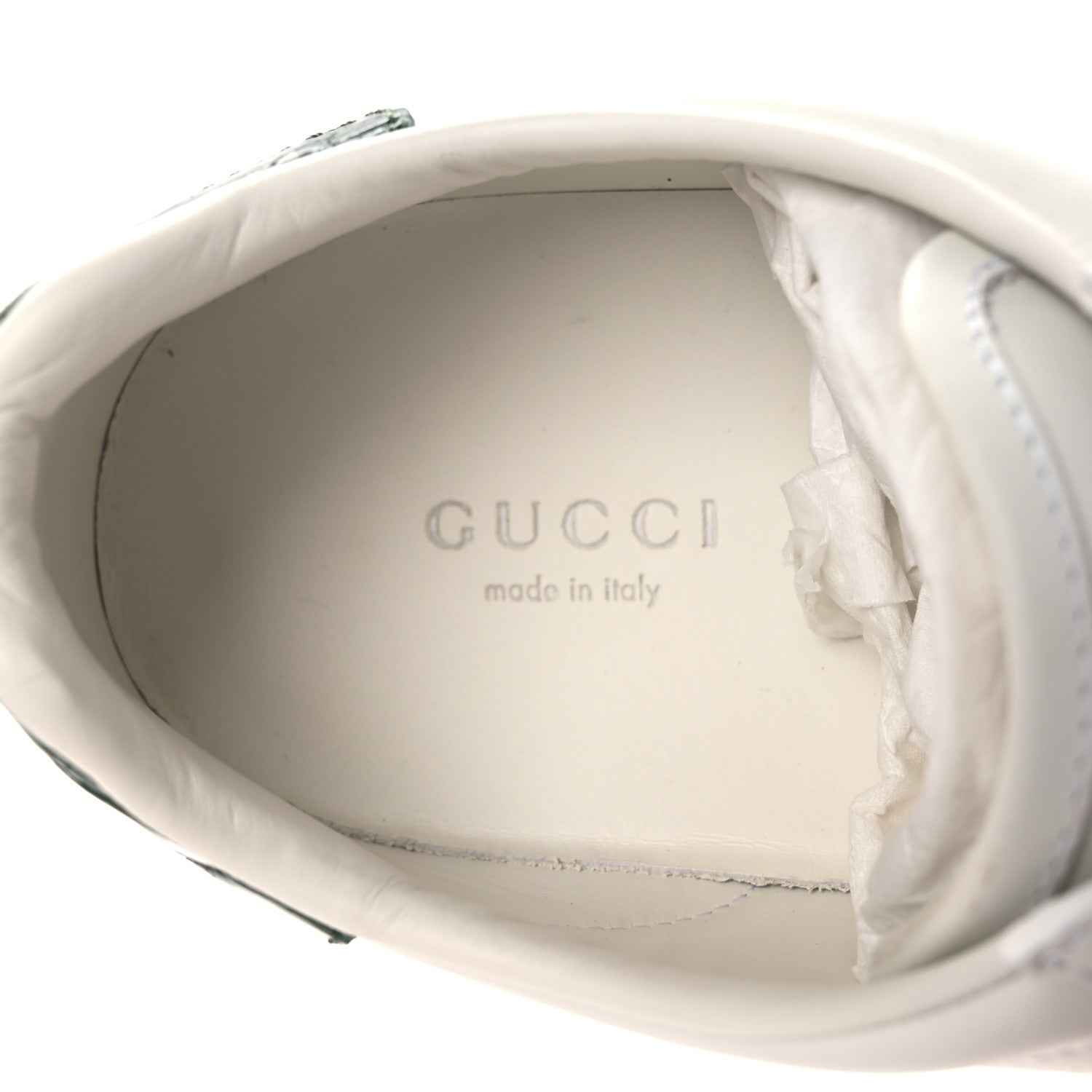 Calfskin Crocodile Web Womens Ace Sneakers 39 White Green