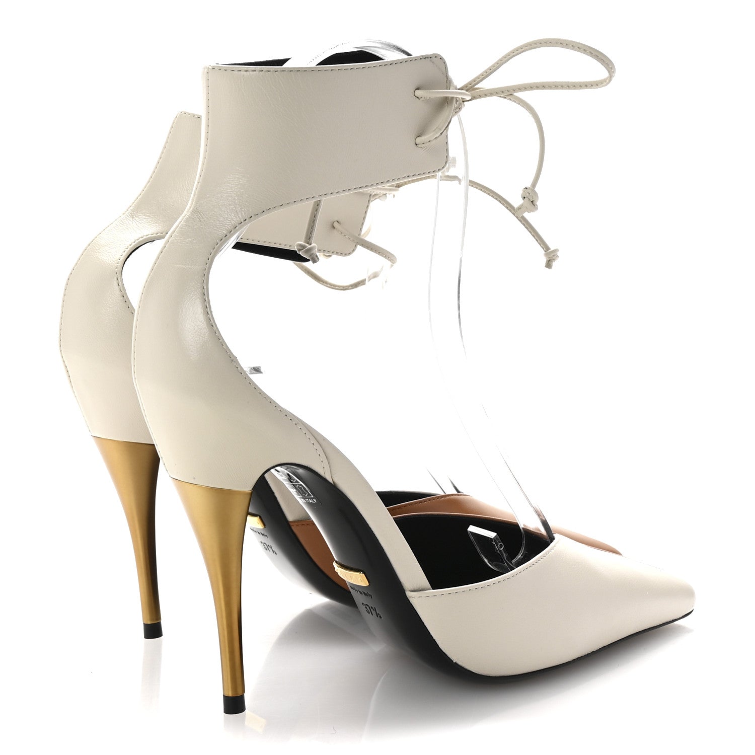 Soft Nappa Priscilla Ankle Cuff Pumps 37.5 Mystic White Harness Brown