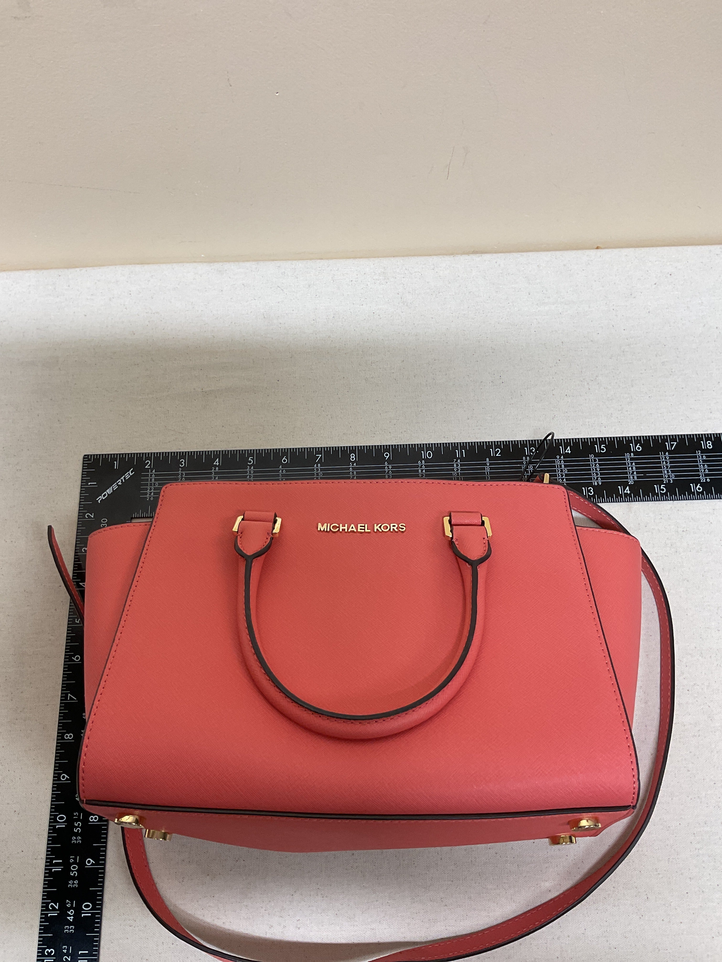 Handbag Designer By Michael Kors In Coral, Size:Medium