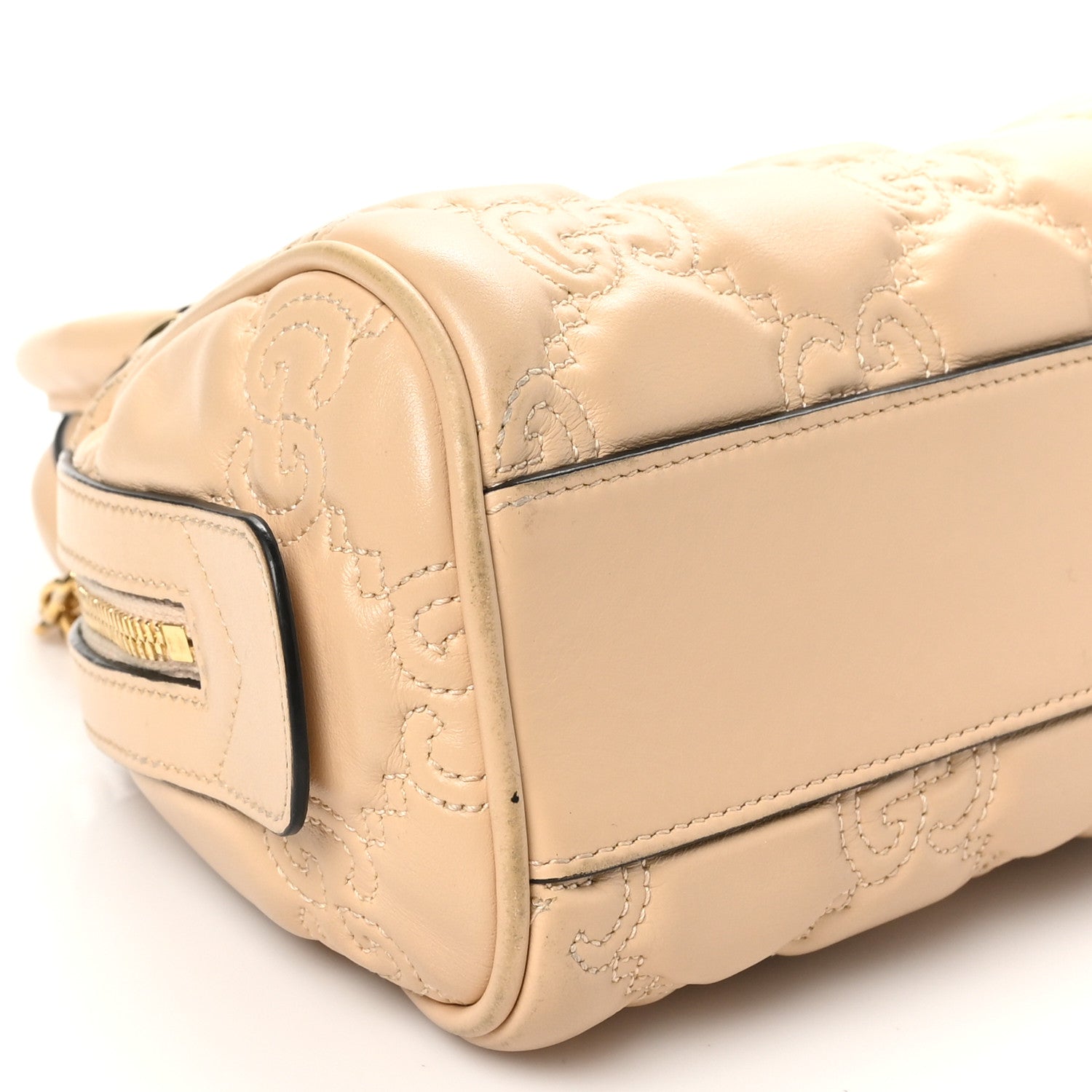 Calfskin GG Matelasse Mini Bowler Bag Naturale
