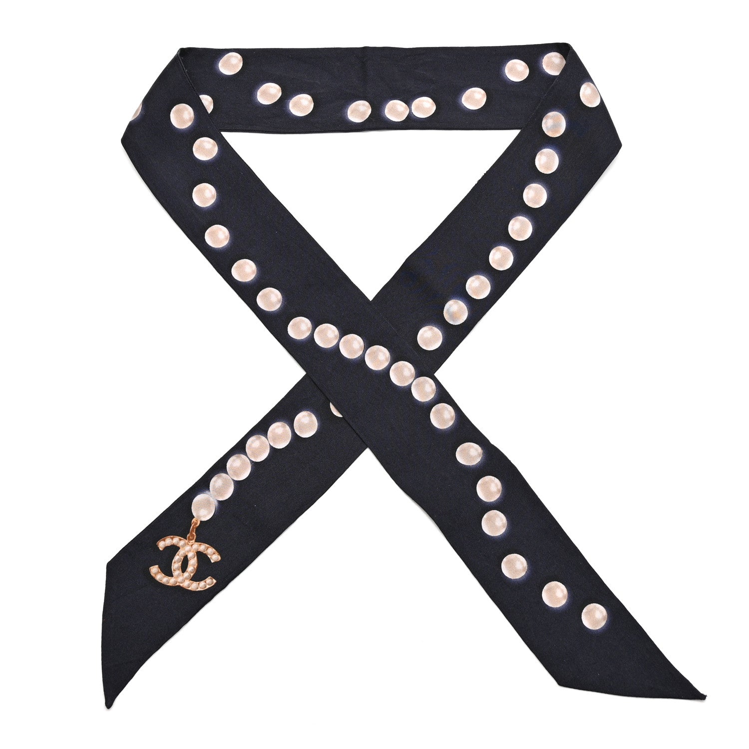 Silk Pearl CC Slim Bandeau Scarf Dark Navy