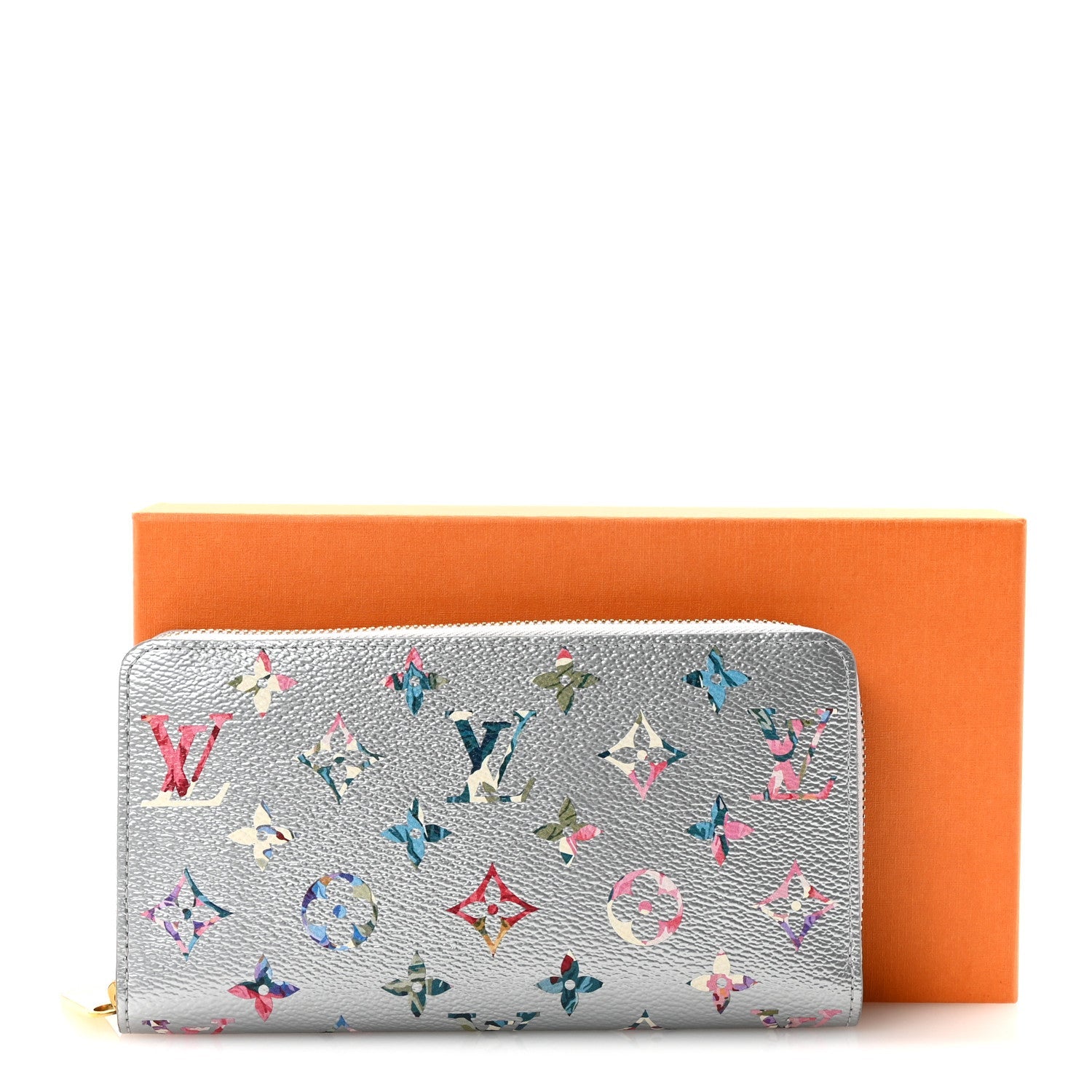 Metallic Monogram LV Garden Zippy Wallet Silver